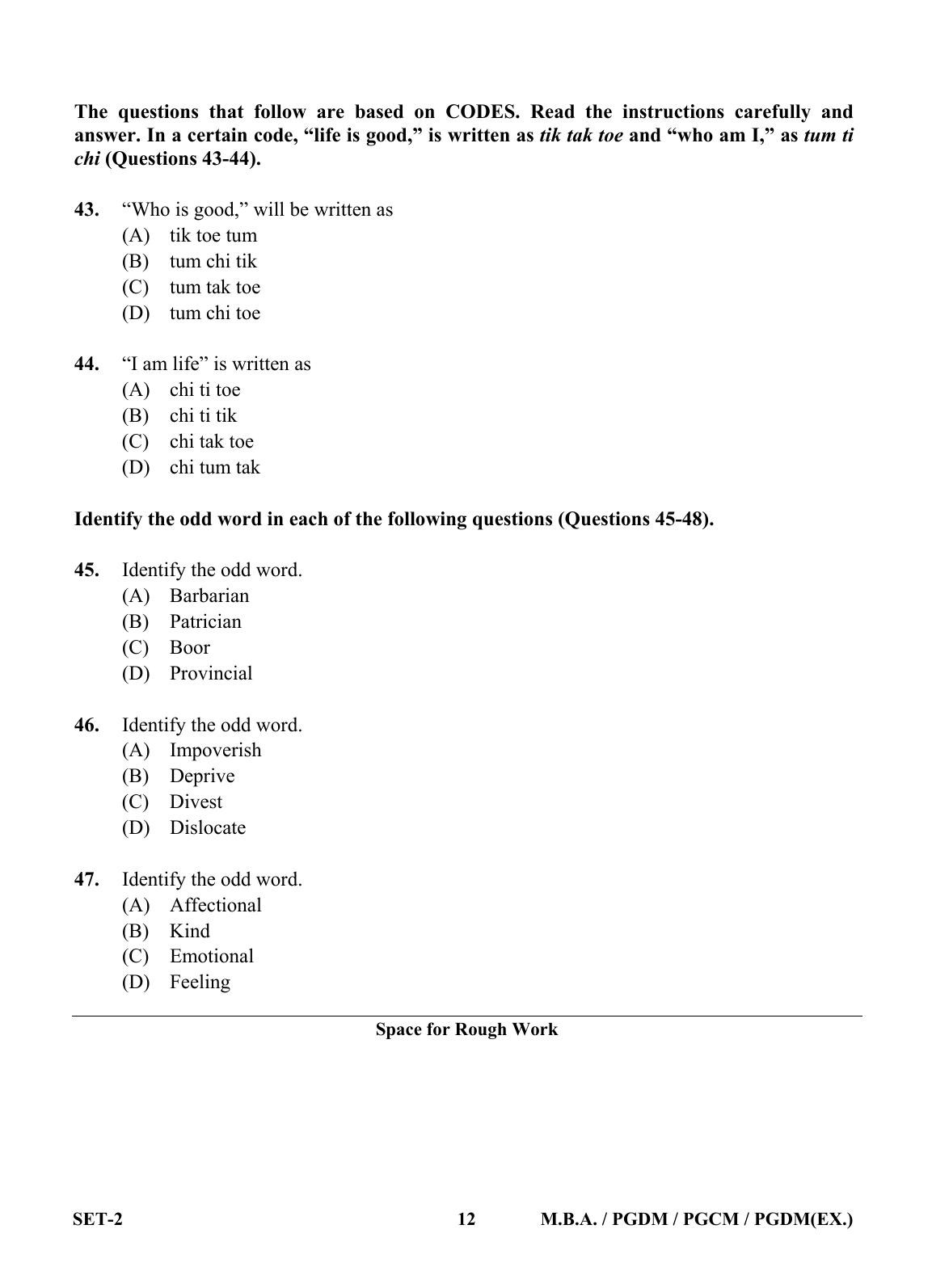OJEE 2013 MBA Set 2 Question Paper - Page 11