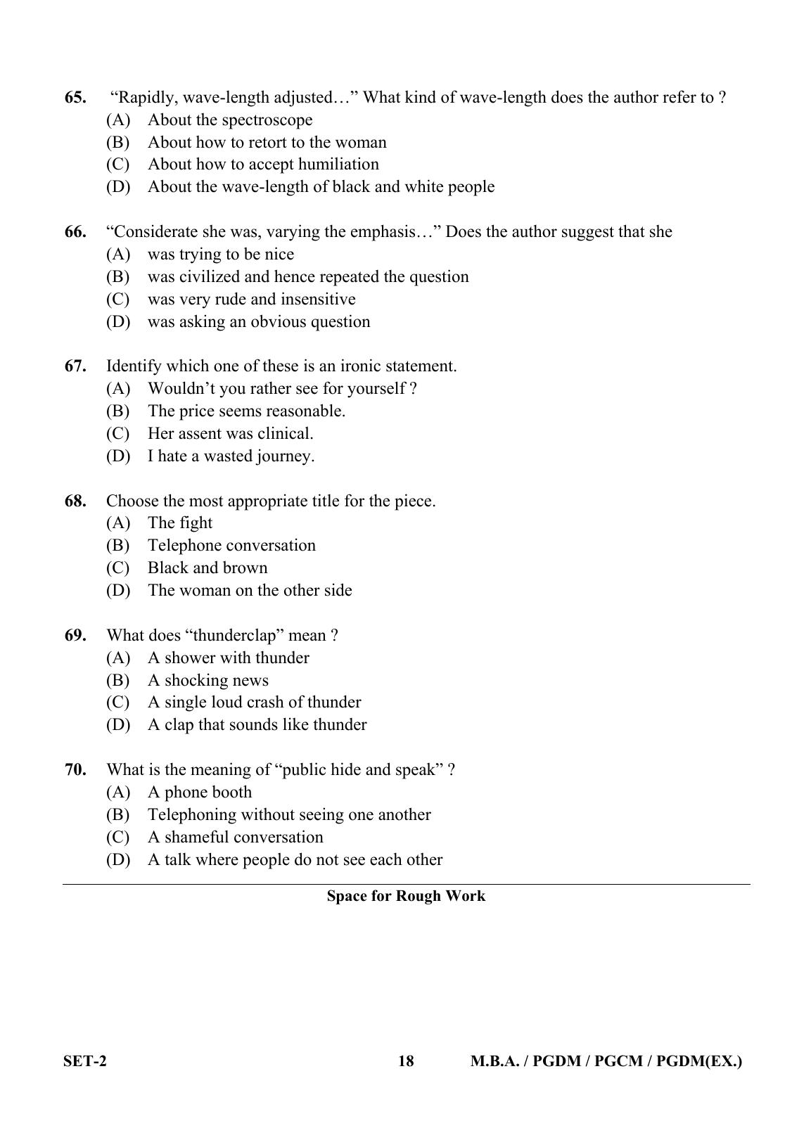 OJEE 2013 MBA Set 2 Question Paper - Page 17