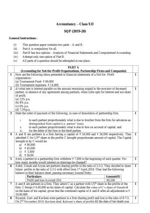 CBSE Class 12 Accountancy Skill Education-Sample Paper 2019-20