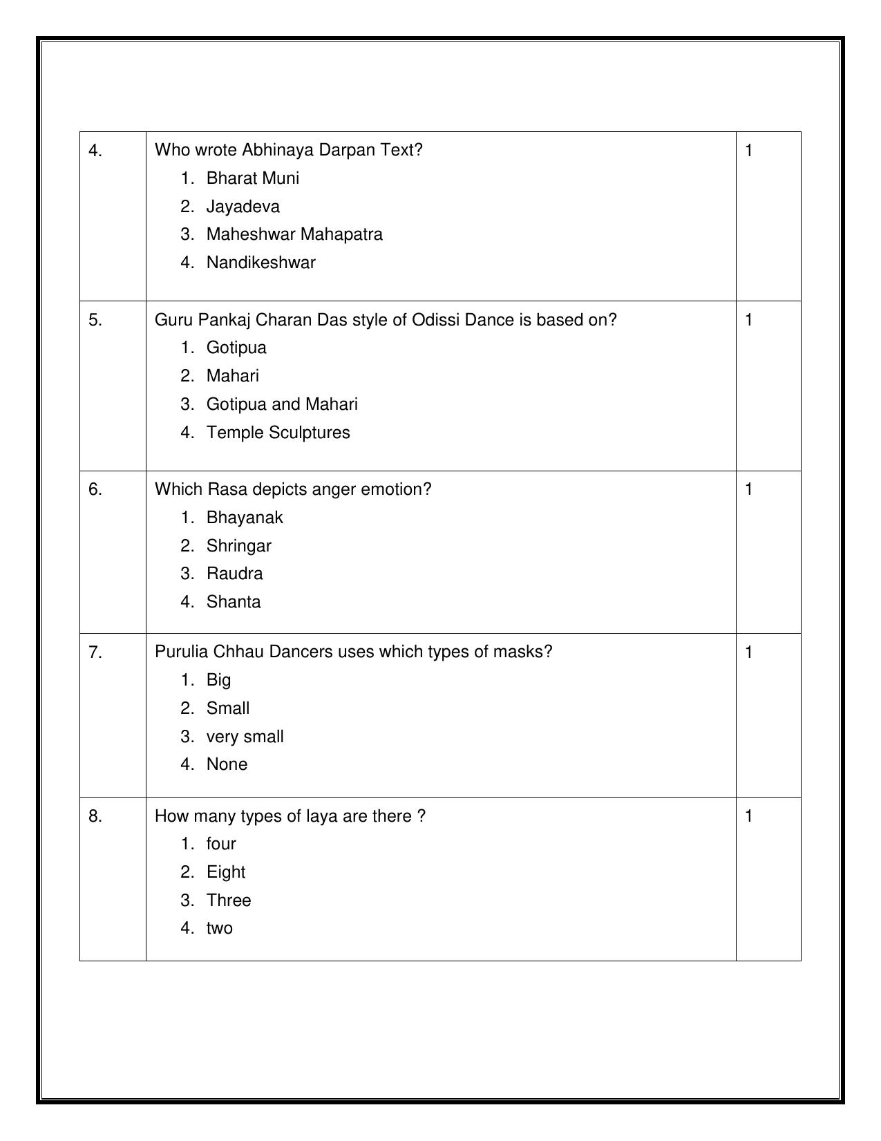 CBSE Class 12 Dance Odissi Sample Question Paper 2024-25 - Page 2
