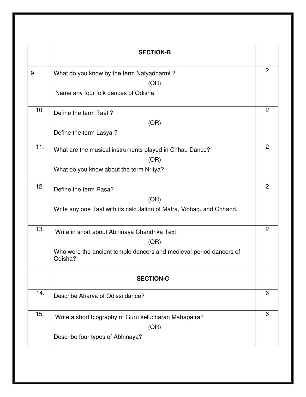 CBSE Class 12 Dance Odissi Sample Question Paper 2024-25 - Page 3