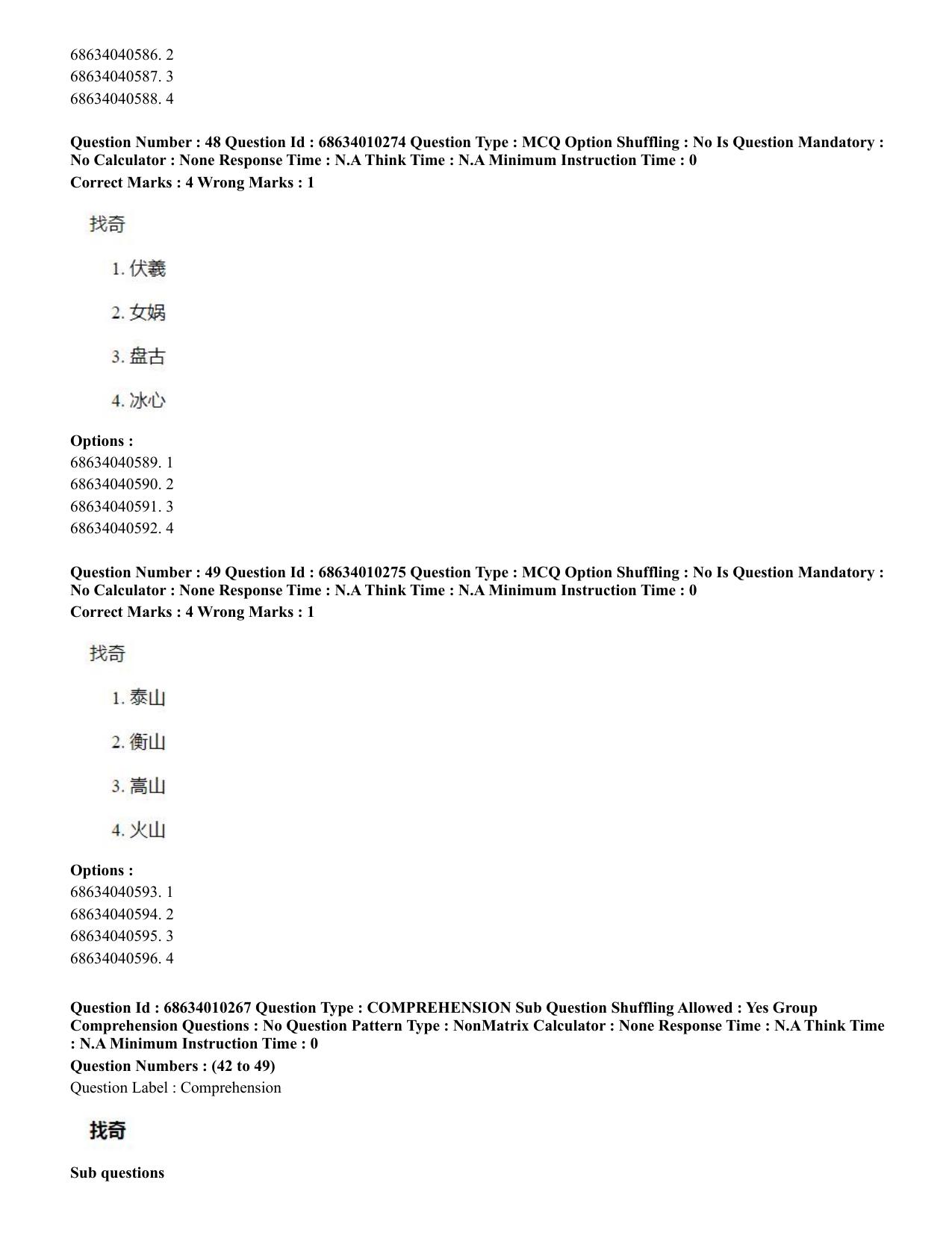 CUET PG 2023: LAQP09 – Chinese (Eng.)-Shift 1 (09-06-2023) Question Paper - Page 63