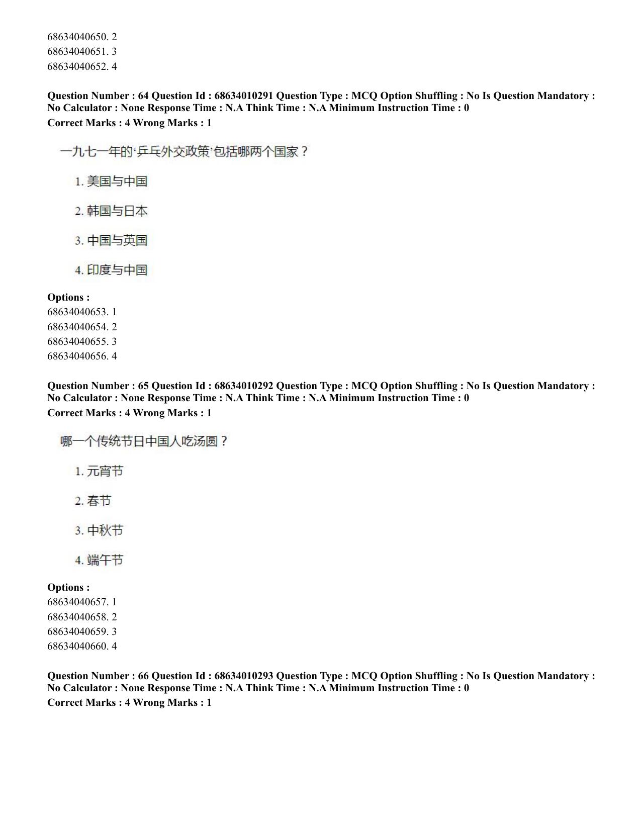 CUET PG 2023: LAQP09 – Chinese (Eng.)-Shift 1 (09-06-2023) Question Paper - Page 73