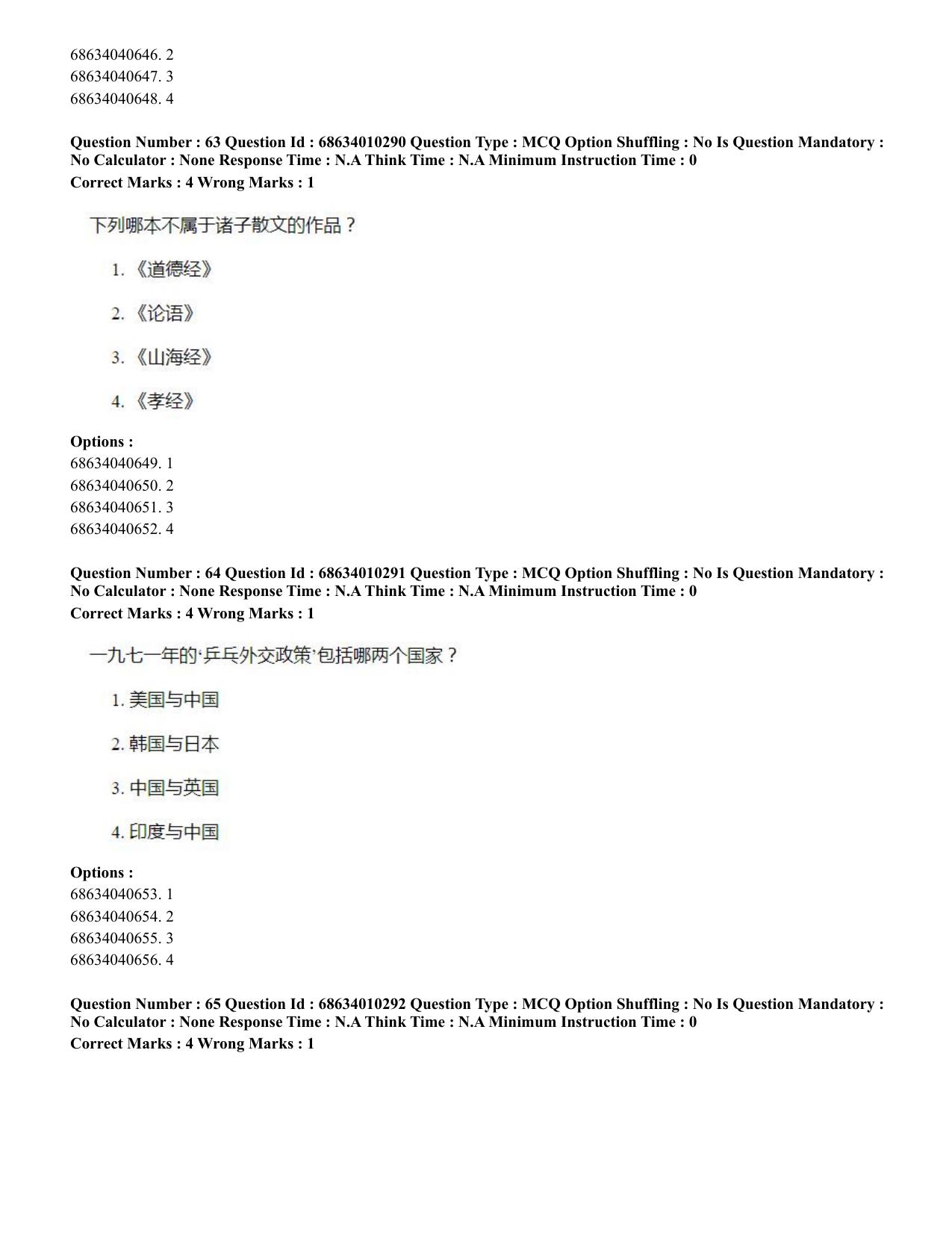 CUET PG 2023: LAQP09 – Chinese (Eng.)-Shift 1 (09-06-2023) Question Paper - Page 83