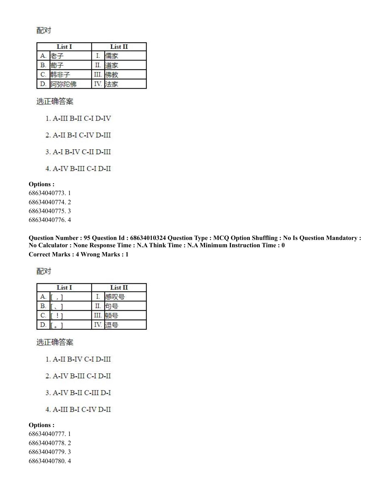 CUET PG 2023: LAQP09 – Chinese (Eng.)-Shift 1 (09-06-2023) Question Paper - Page 132