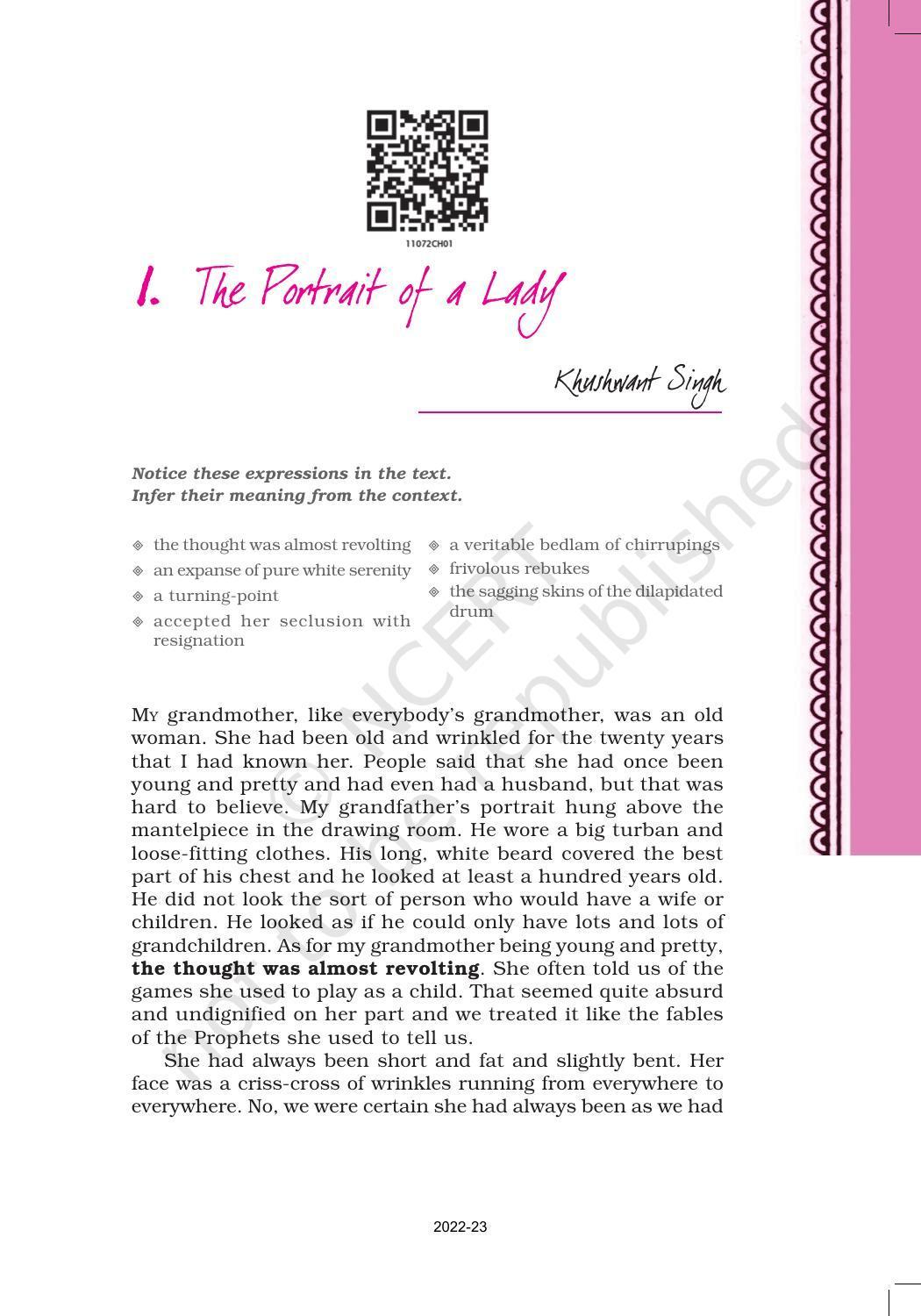 NCERT Book for Class 11 English Hornbill Chapter 1 The Portrait of a Lady - Page 3