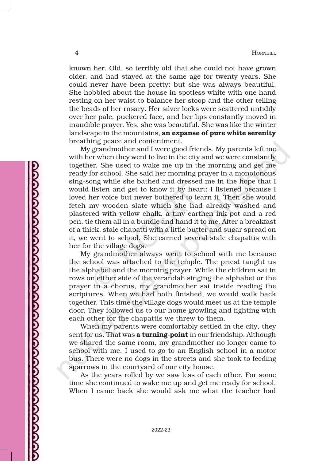 NCERT Book for Class 11 English Hornbill Chapter 1 The Portrait of a Lady - Page 4