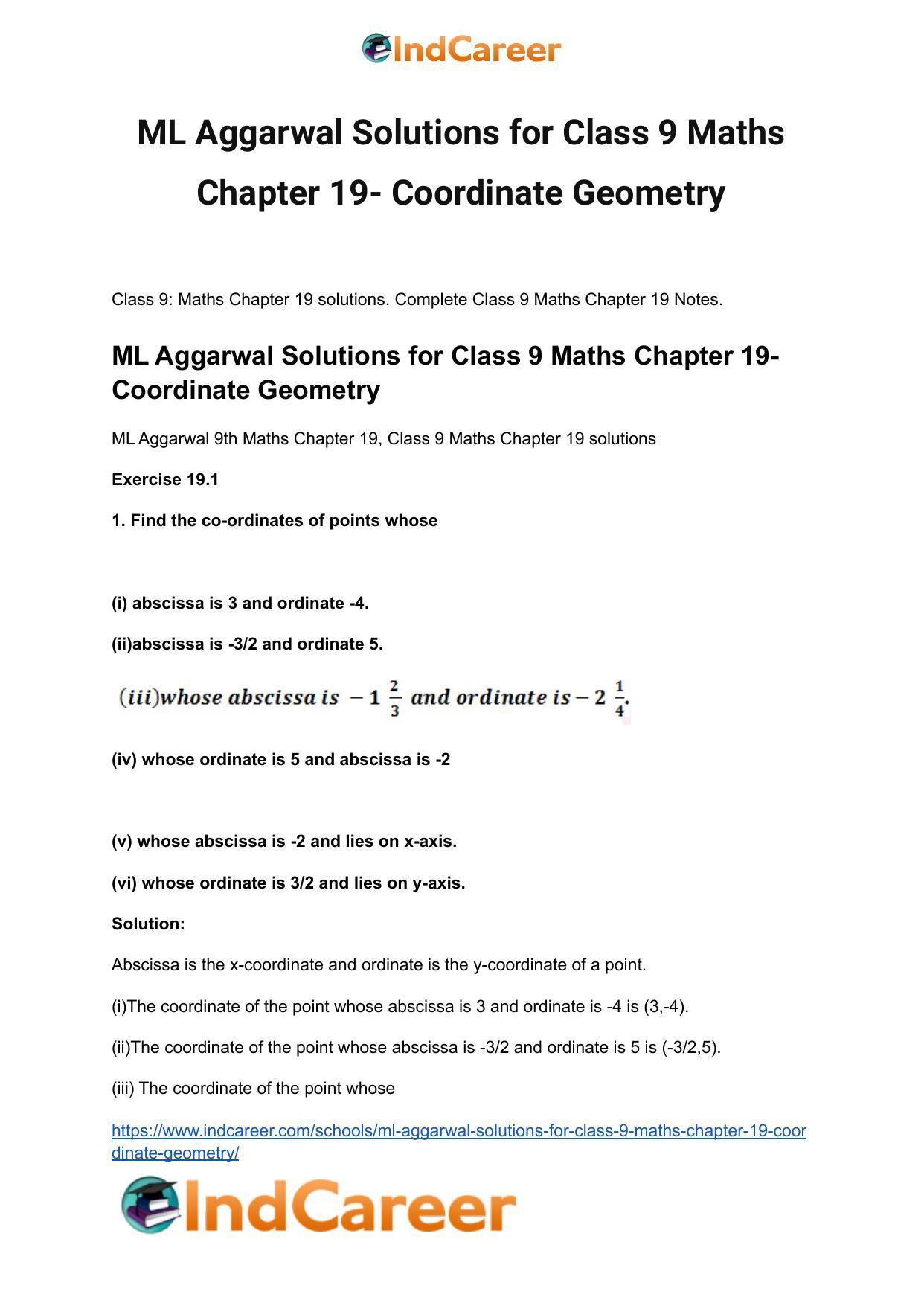 ML Aggarwal Solutions for Class 9 Maths Chapter 19- Coordinate Geometry - Page 2