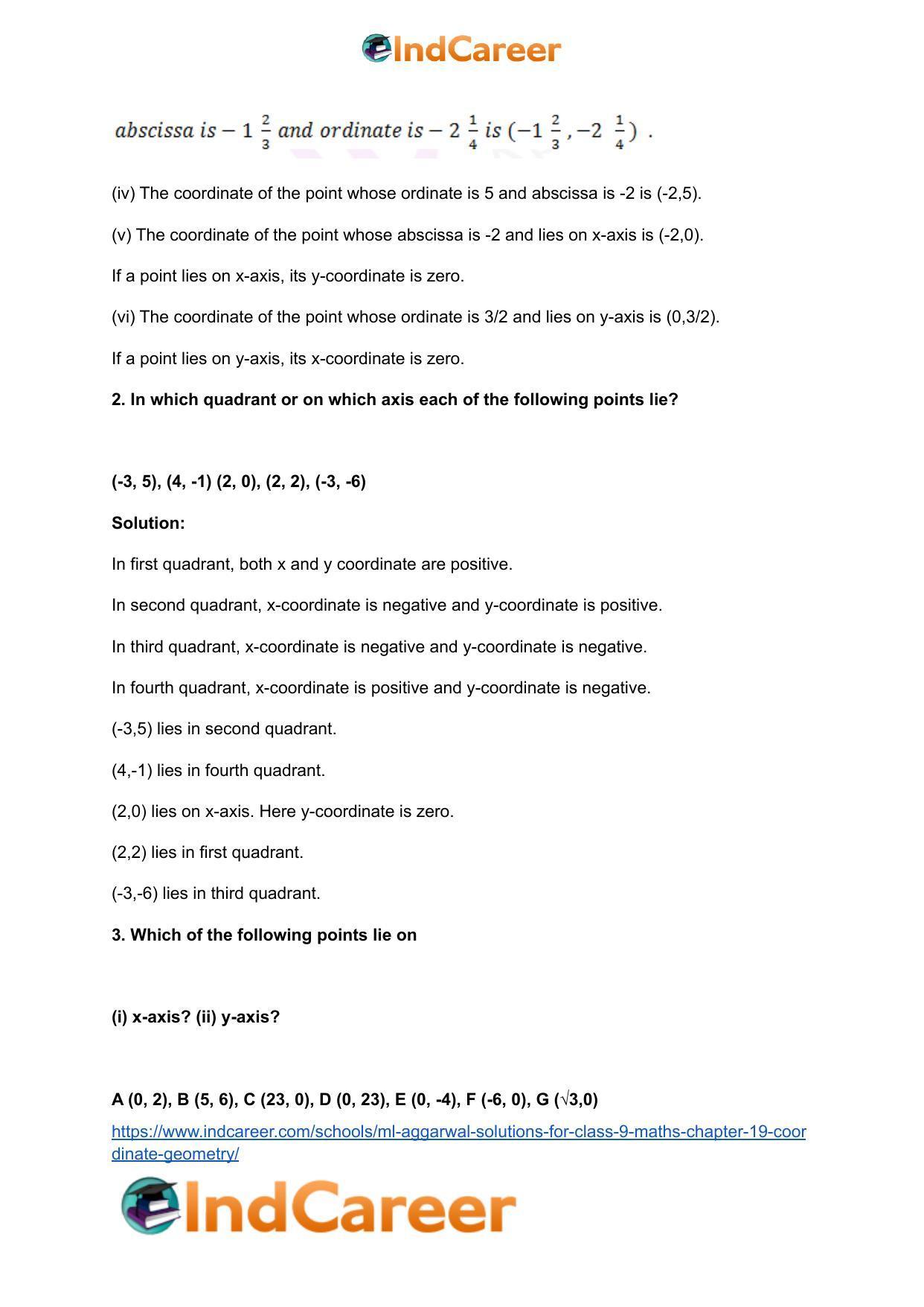 ML Aggarwal Solutions for Class 9 Maths Chapter 19- Coordinate Geometry - Page 3