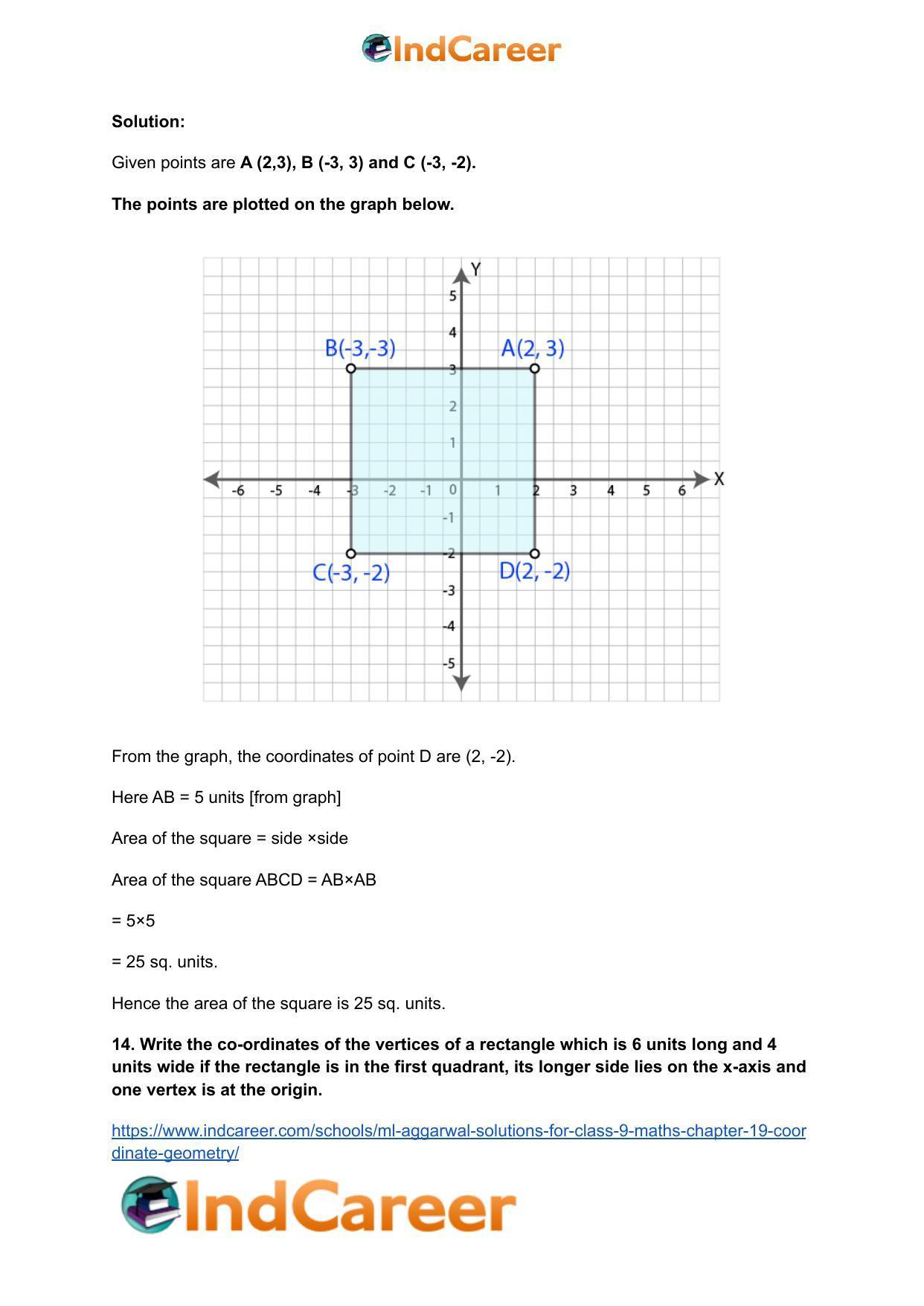 ML Aggarwal Solutions for Class 9 Maths Chapter 19- Coordinate Geometry - Page 14