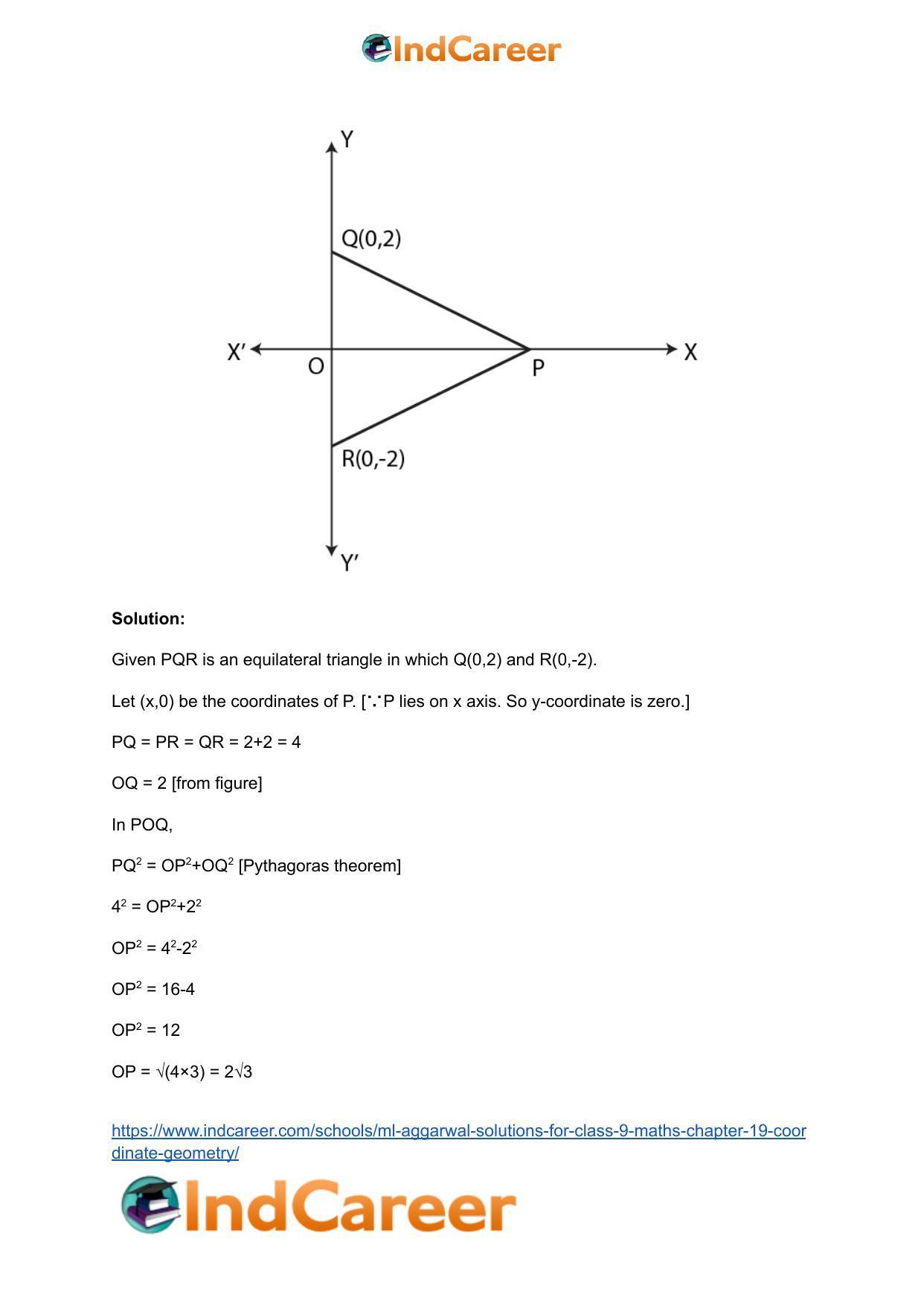 ML Aggarwal Solutions for Class 9 Maths Chapter 19- Coordinate Geometry - Page 20