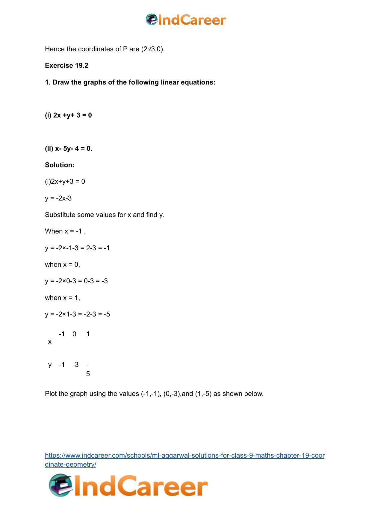 ML Aggarwal Solutions for Class 9 Maths Chapter 19- Coordinate Geometry - Page 21