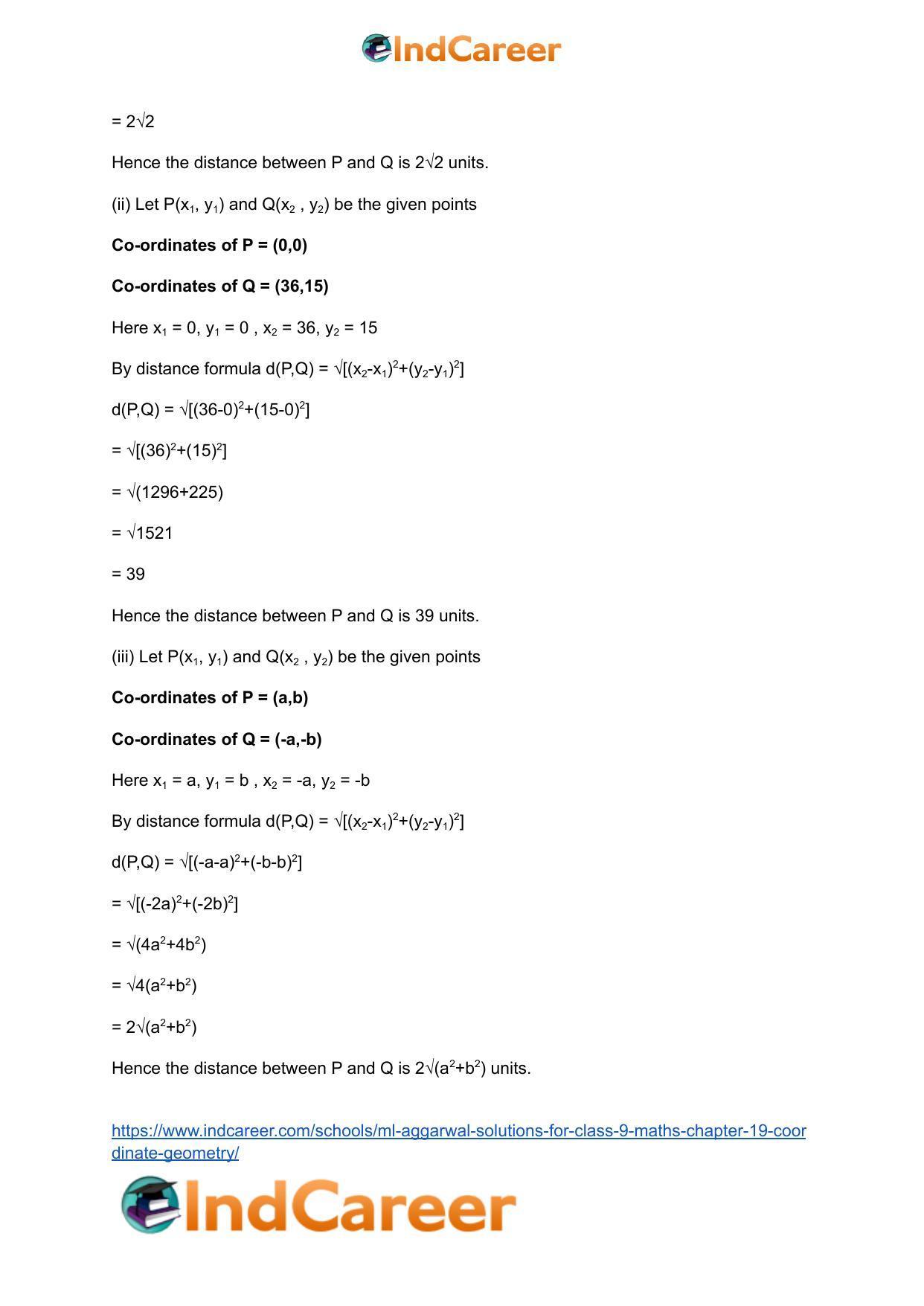 ML Aggarwal Solutions for Class 9 Maths Chapter 19- Coordinate Geometry - Page 57
