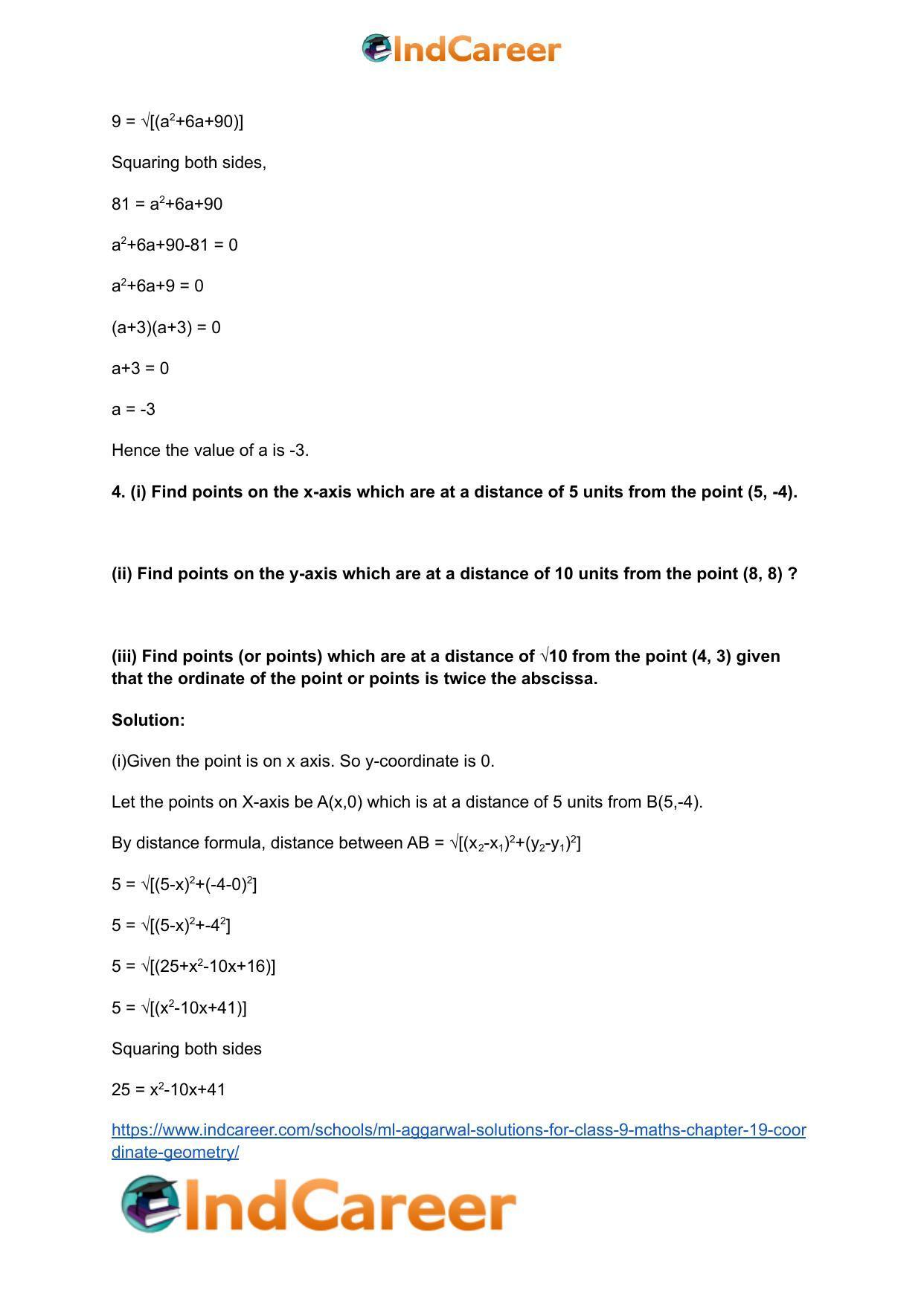 ML Aggarwal Solutions for Class 9 Maths Chapter 19- Coordinate Geometry - Page 59