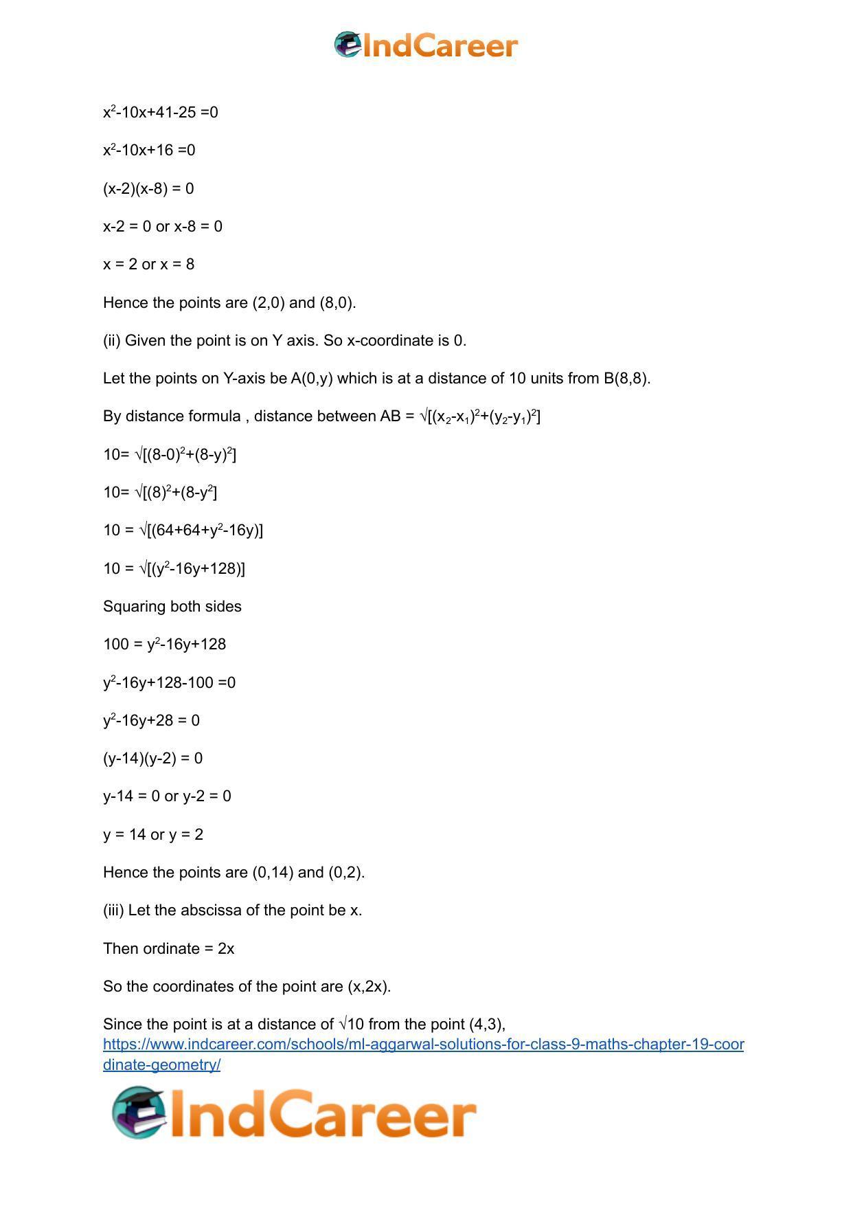 ML Aggarwal Solutions for Class 9 Maths Chapter 19- Coordinate Geometry - Page 60