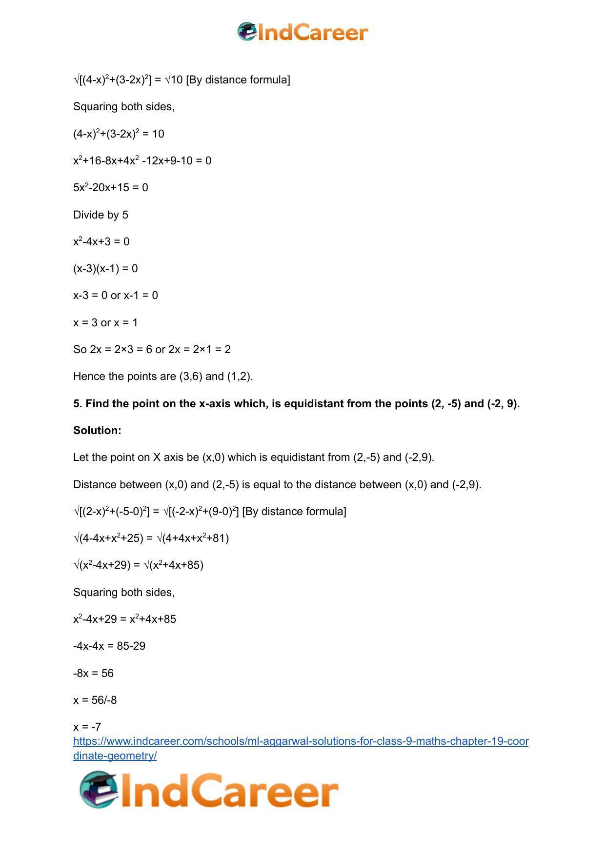 ML Aggarwal Solutions for Class 9 Maths Chapter 19- Coordinate Geometry - Page 61