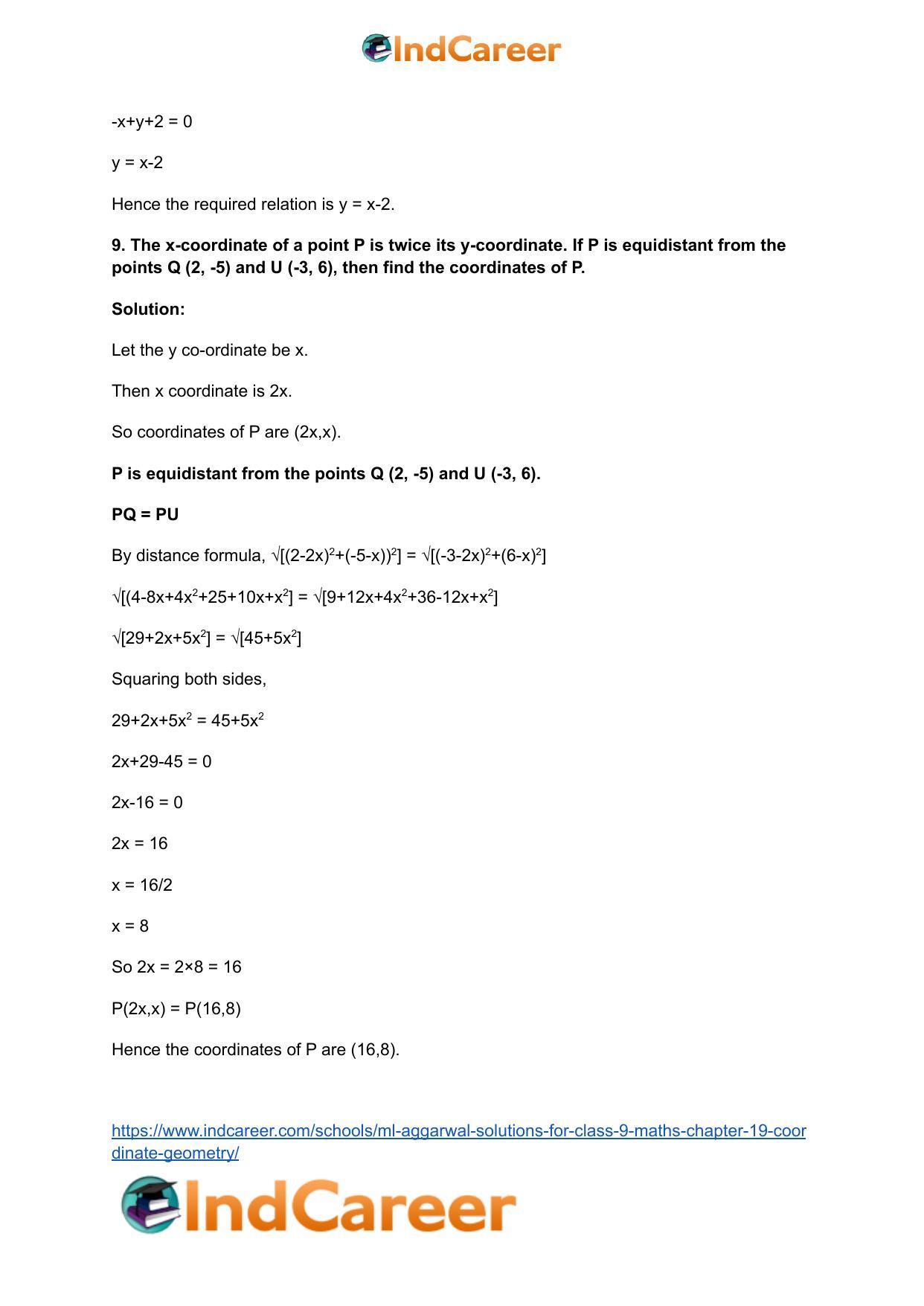 ML Aggarwal Solutions for Class 9 Maths Chapter 19- Coordinate Geometry - Page 64