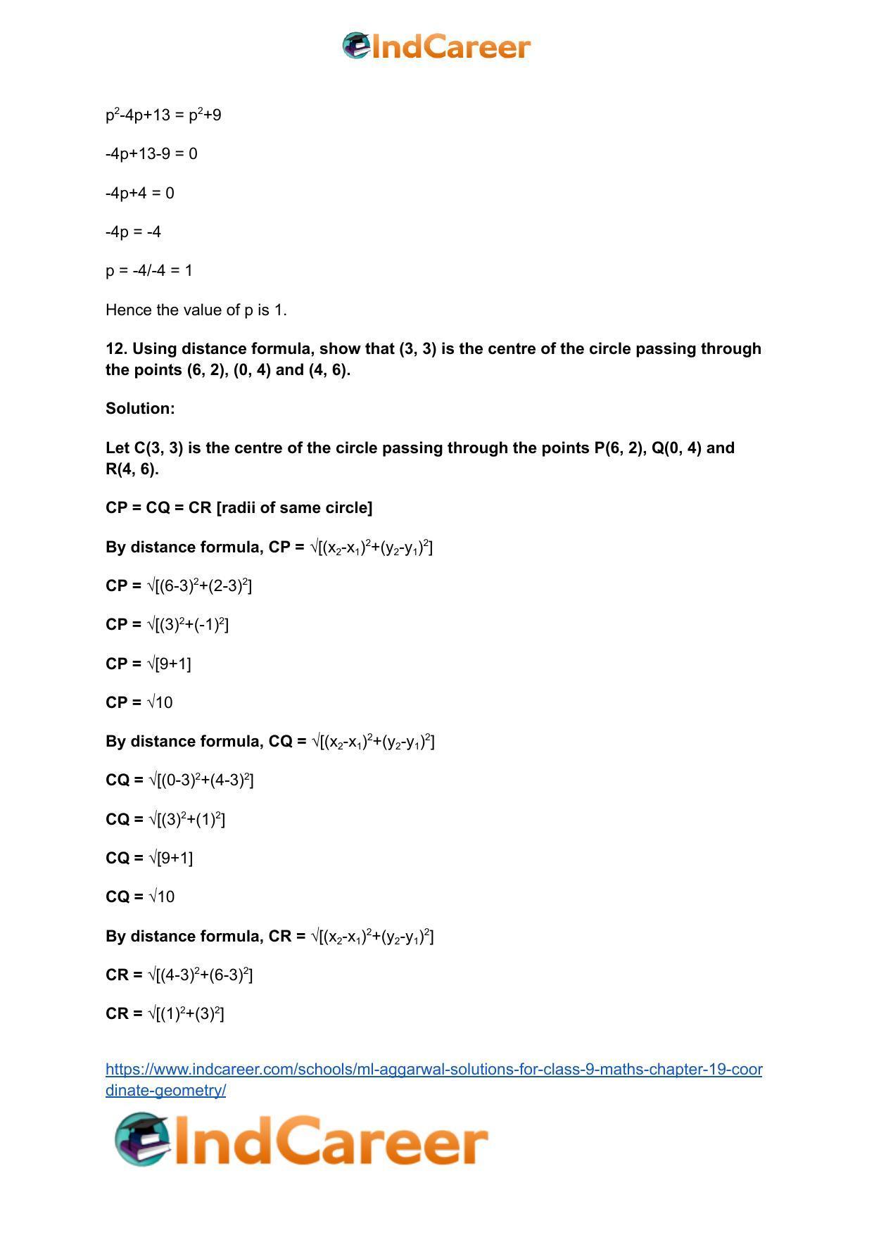 ML Aggarwal Solutions for Class 9 Maths Chapter 19- Coordinate Geometry - Page 66