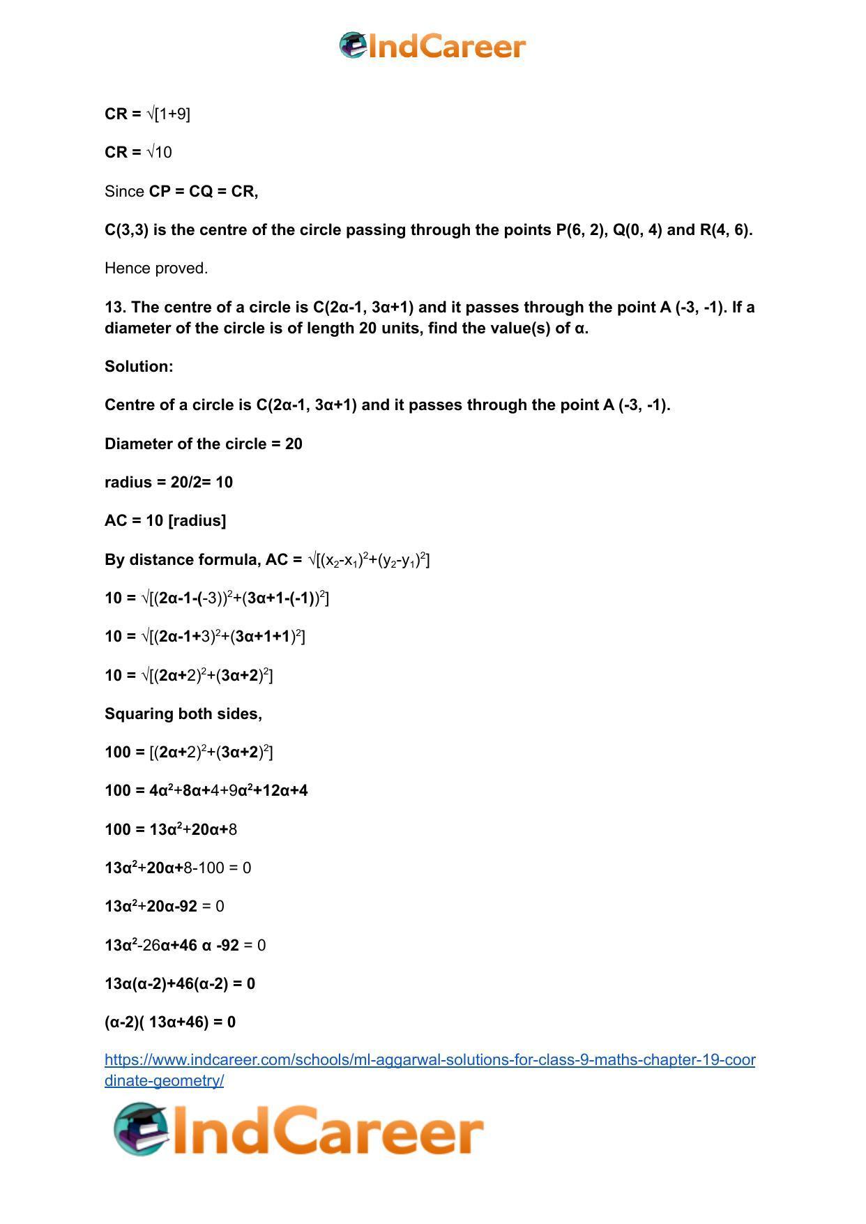 ML Aggarwal Solutions for Class 9 Maths Chapter 19- Coordinate Geometry - Page 67