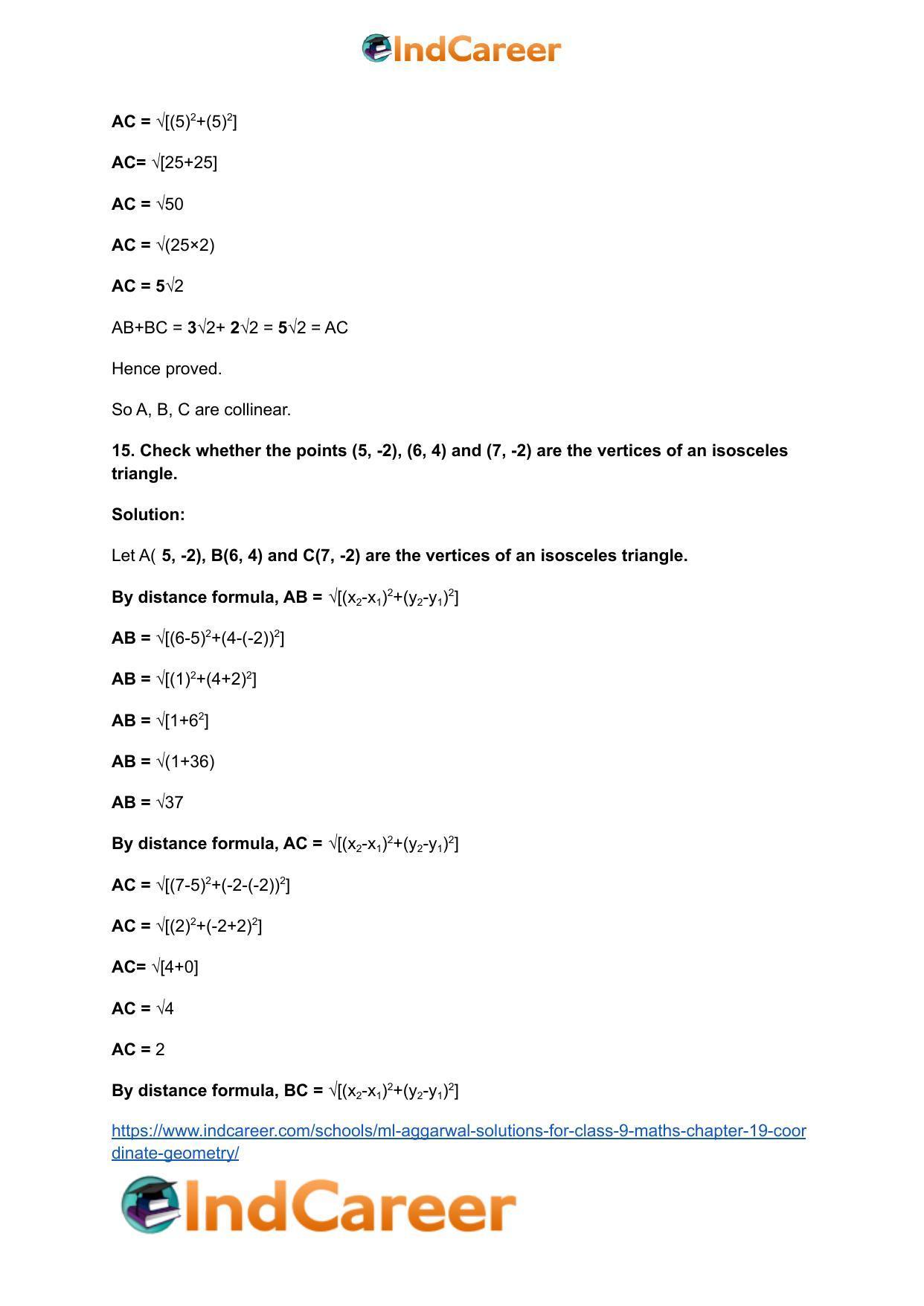 ML Aggarwal Solutions for Class 9 Maths Chapter 19- Coordinate Geometry - Page 69