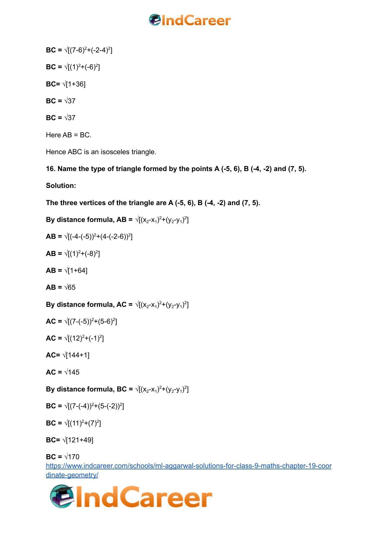 ML Aggarwal Solutions for Class 9 Maths Chapter 19- Coordinate Geometry - Page 70