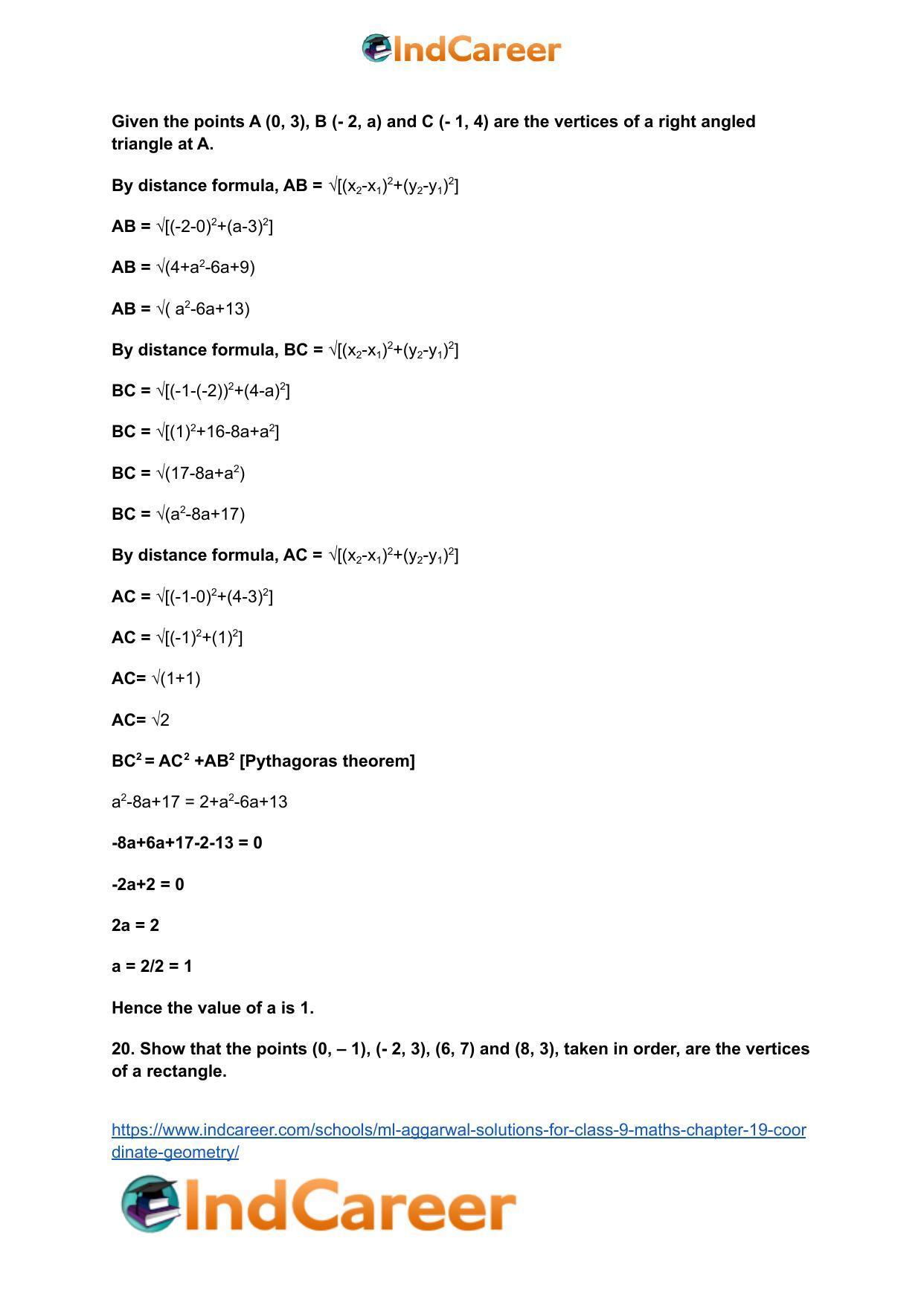 ML Aggarwal Solutions for Class 9 Maths Chapter 19- Coordinate Geometry - Page 73