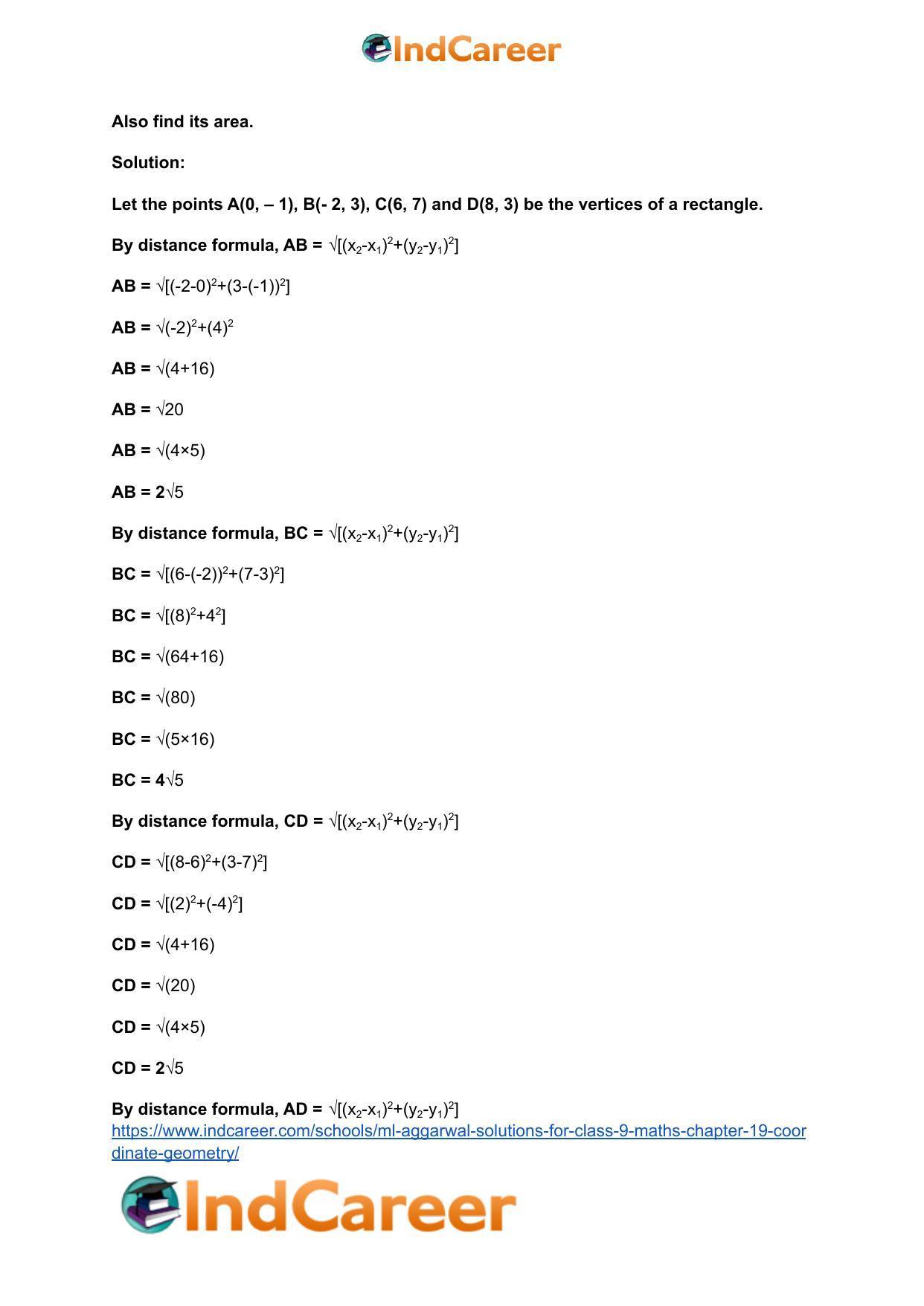 ML Aggarwal Solutions for Class 9 Maths Chapter 19- Coordinate Geometry - Page 74