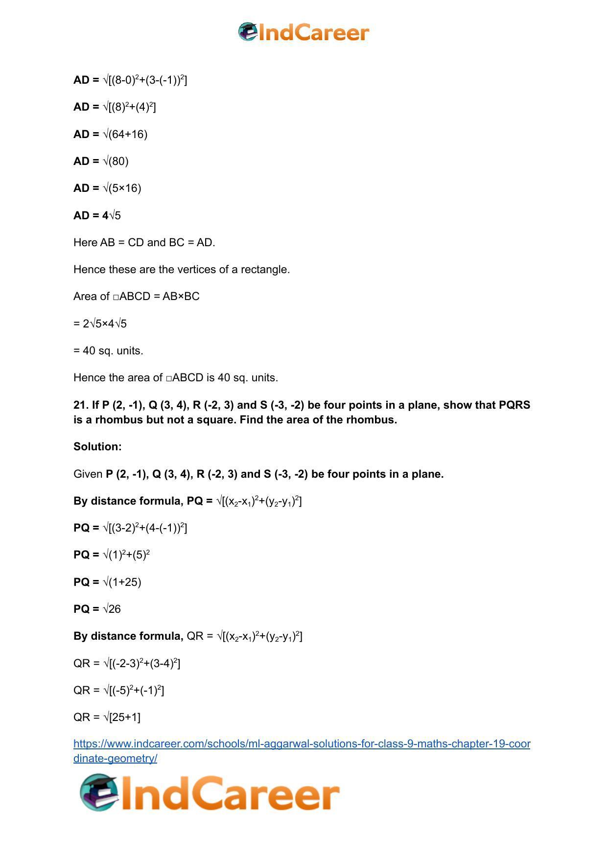 ML Aggarwal Solutions for Class 9 Maths Chapter 19- Coordinate Geometry - Page 75