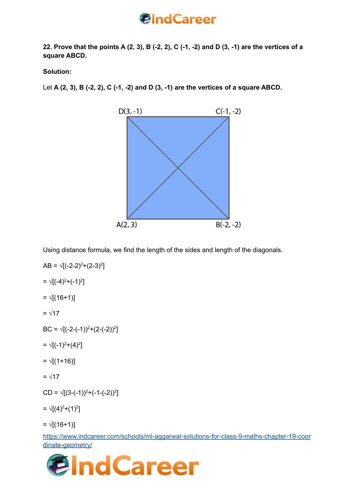 ML Aggarwal Solutions for Class 9 Maths Chapter 19- Coordinate Geometry - Page 77