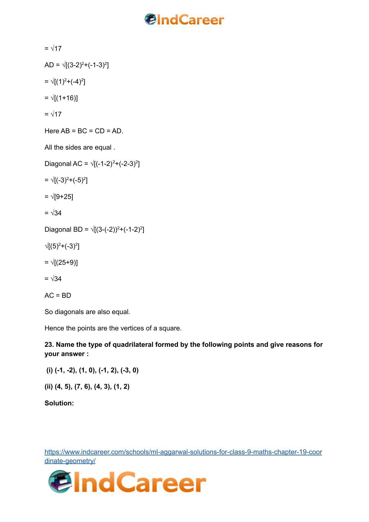 ML Aggarwal Solutions for Class 9 Maths Chapter 19- Coordinate Geometry - Page 78