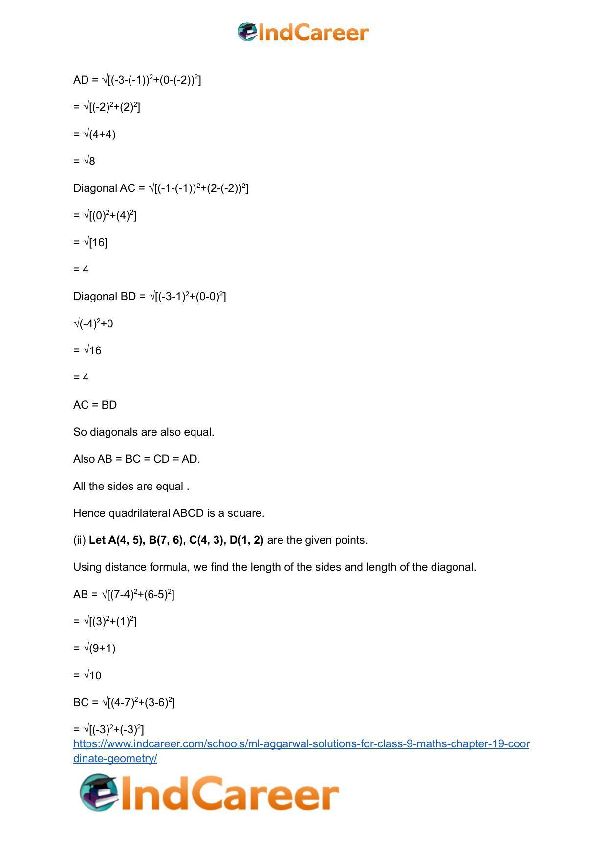 ML Aggarwal Solutions for Class 9 Maths Chapter 19- Coordinate Geometry - Page 80