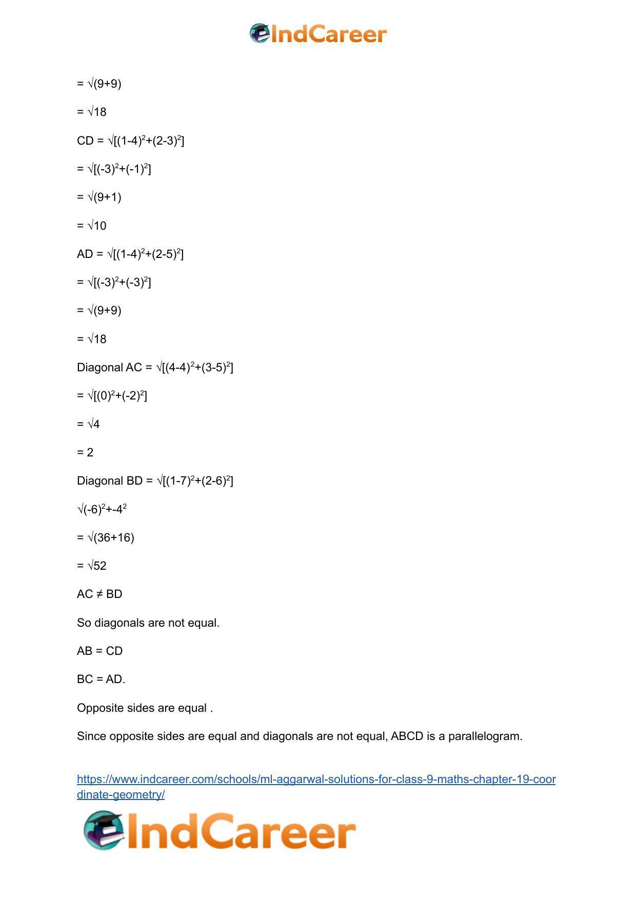 ML Aggarwal Solutions for Class 9 Maths Chapter 19- Coordinate Geometry - Page 81