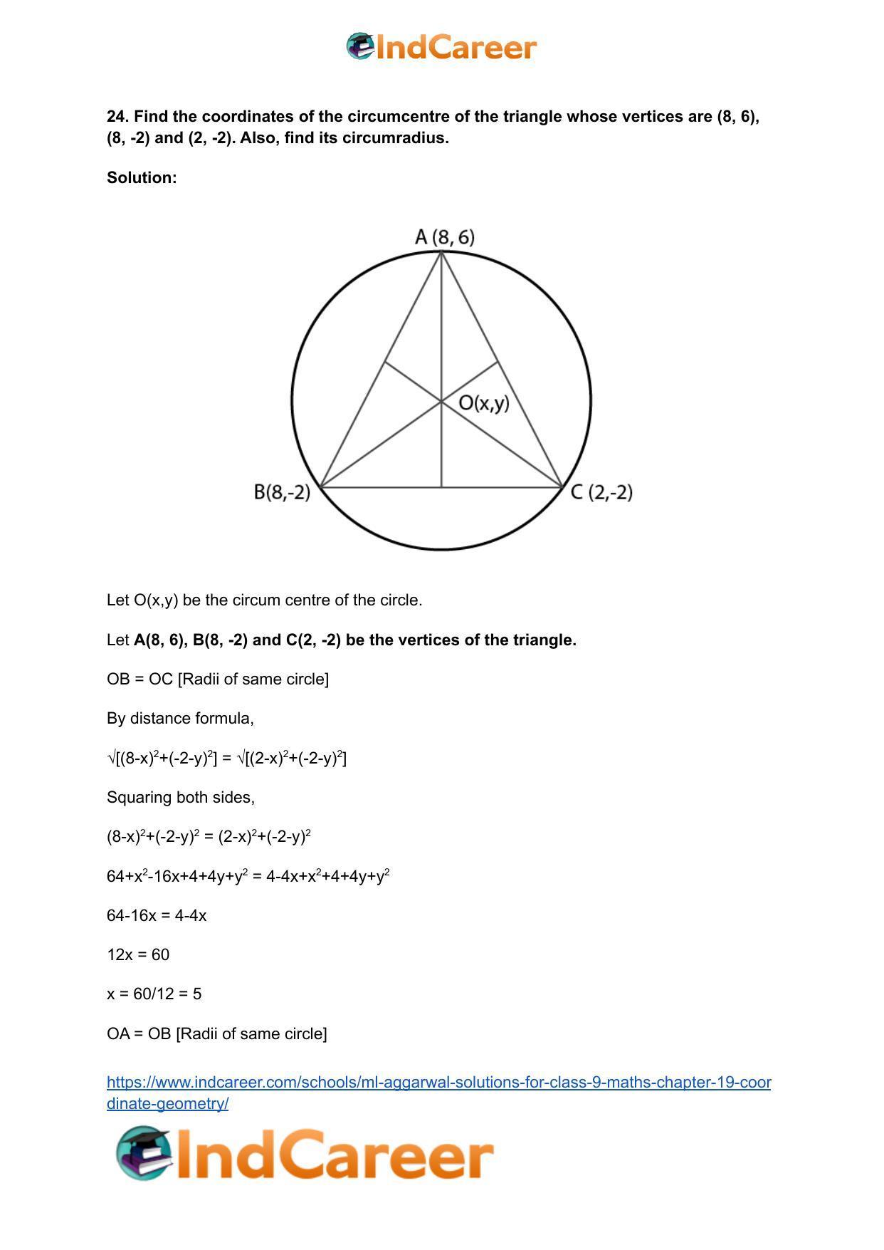 ML Aggarwal Solutions for Class 9 Maths Chapter 19- Coordinate Geometry - Page 82