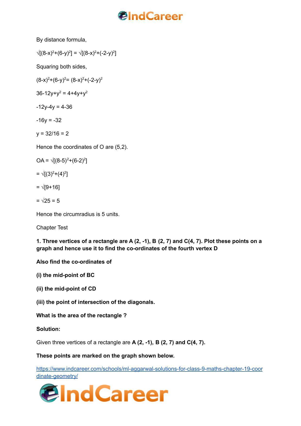ML Aggarwal Solutions for Class 9 Maths Chapter 19- Coordinate Geometry - Page 83