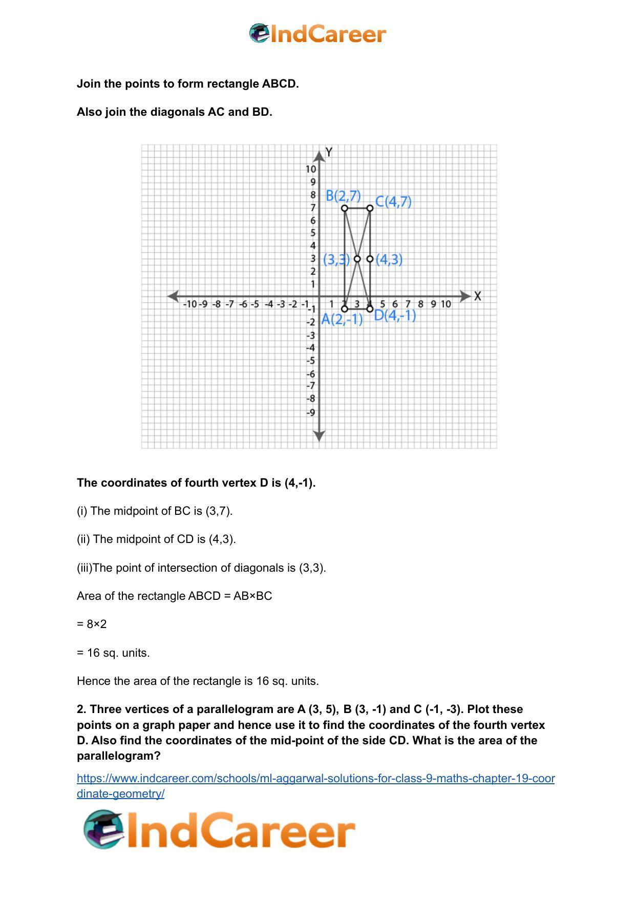 ML Aggarwal Solutions for Class 9 Maths Chapter 19- Coordinate Geometry - Page 84