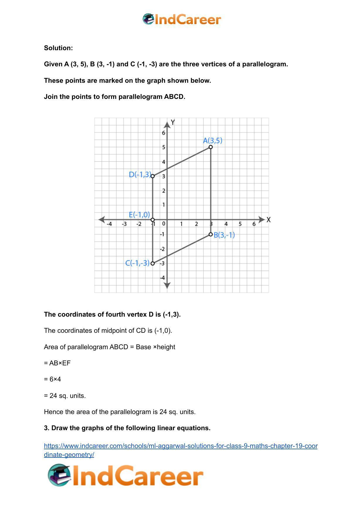 ML Aggarwal Solutions for Class 9 Maths Chapter 19- Coordinate Geometry - Page 85