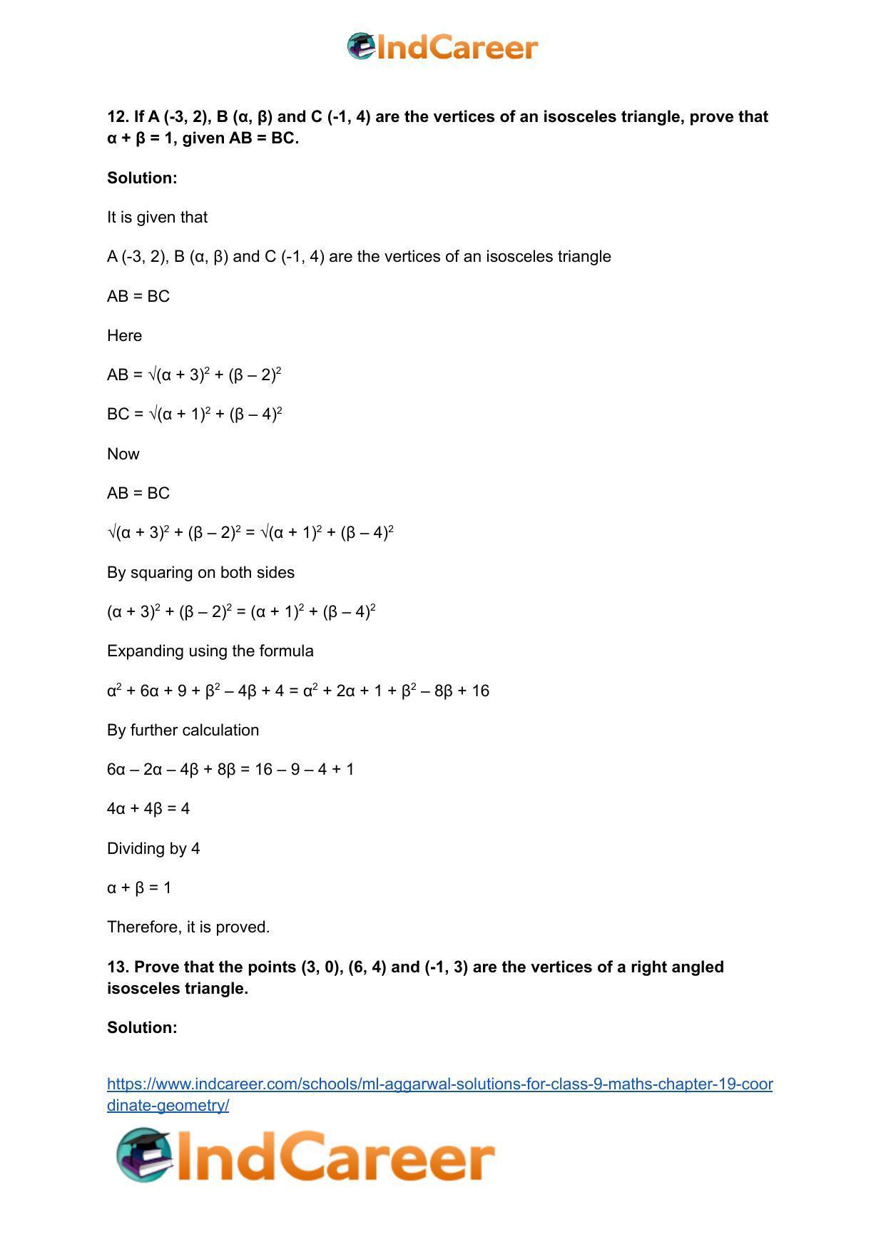 ML Aggarwal Solutions for Class 9 Maths Chapter 19- Coordinate Geometry - Page 103