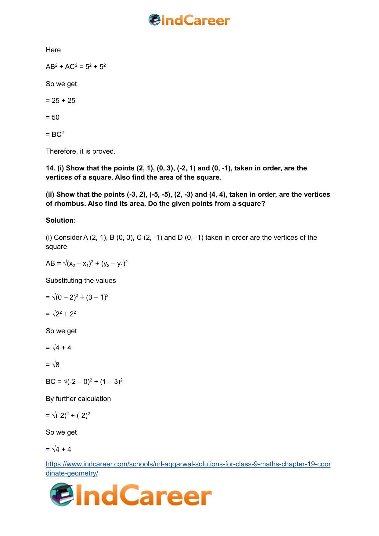 ML Aggarwal Solutions for Class 9 Maths Chapter 19- Coordinate Geometry - Page 105