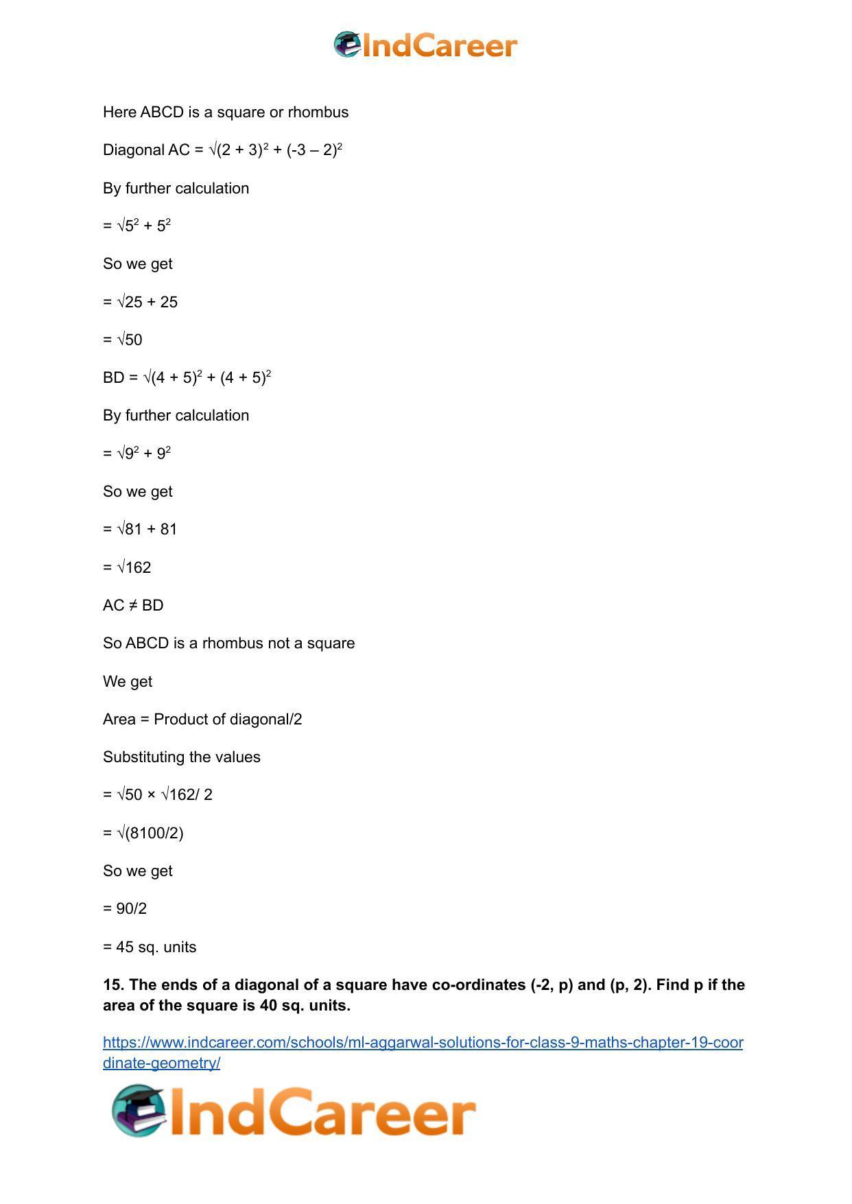 ML Aggarwal Solutions for Class 9 Maths Chapter 19- Coordinate Geometry - Page 108
