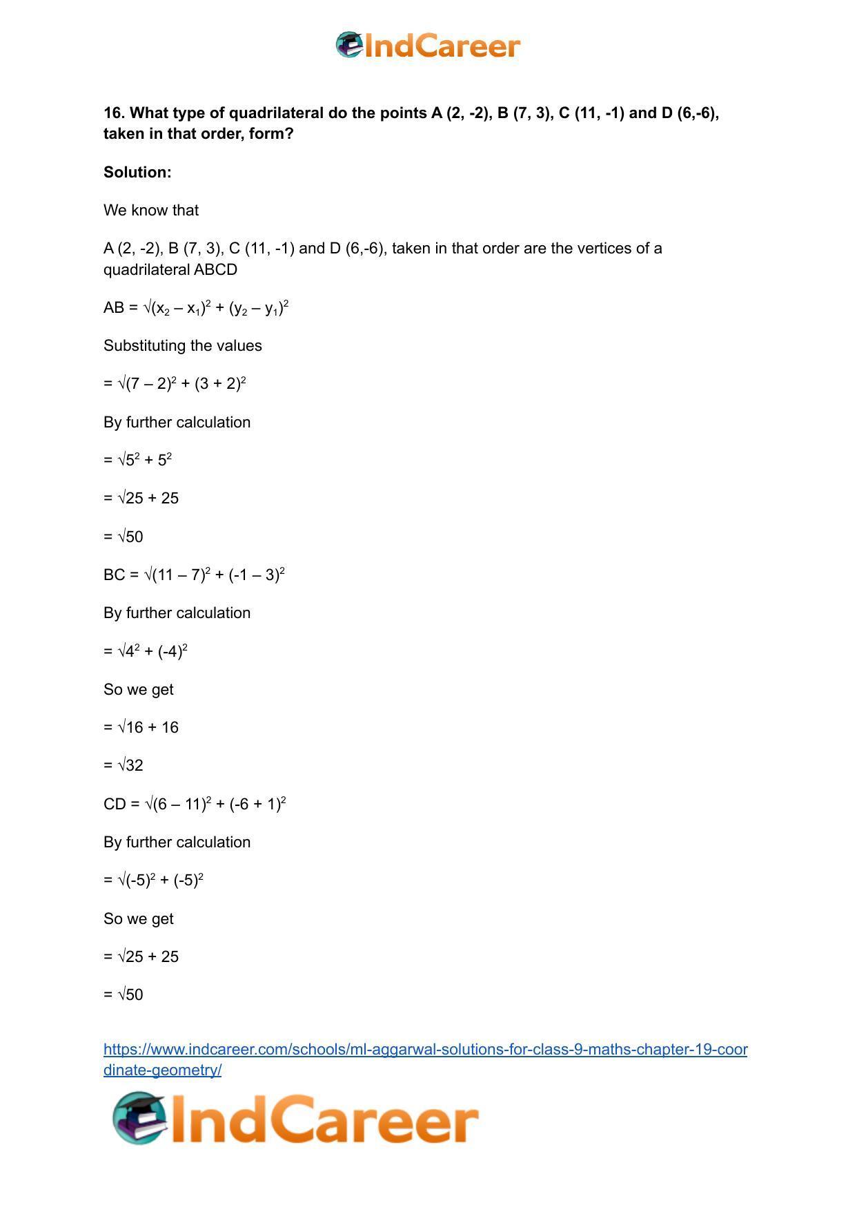 ML Aggarwal Solutions for Class 9 Maths Chapter 19- Coordinate Geometry - Page 110