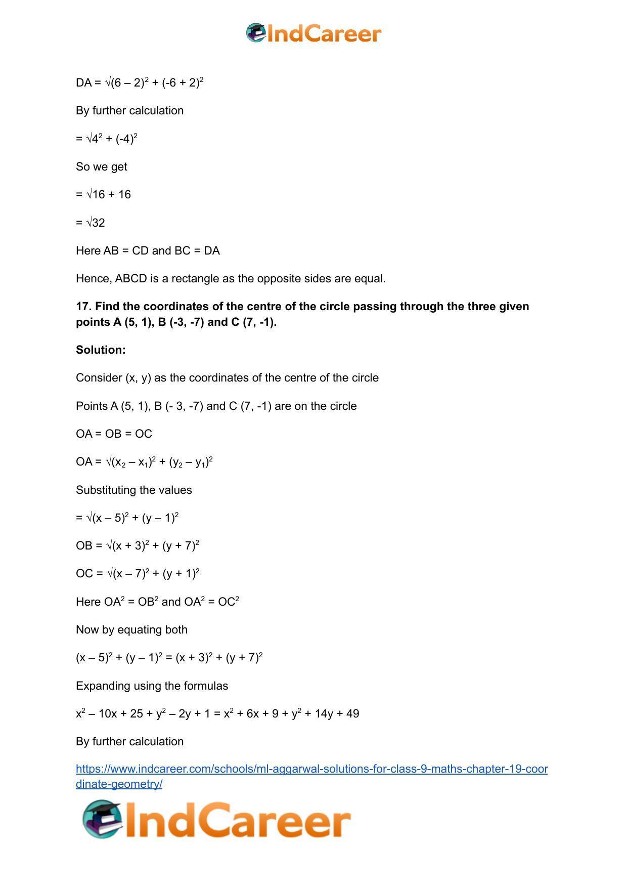 ML Aggarwal Solutions for Class 9 Maths Chapter 19- Coordinate Geometry - Page 111