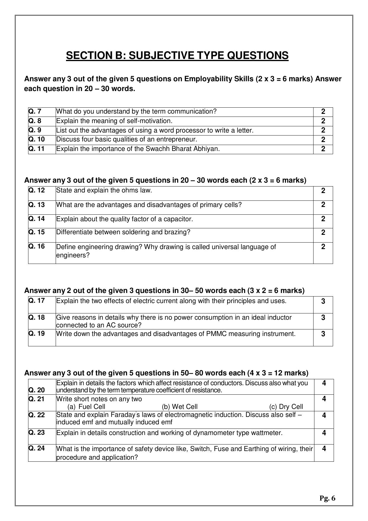 CBSE Class 11: Electrical Technology 2025 Sample Paper - Page 6