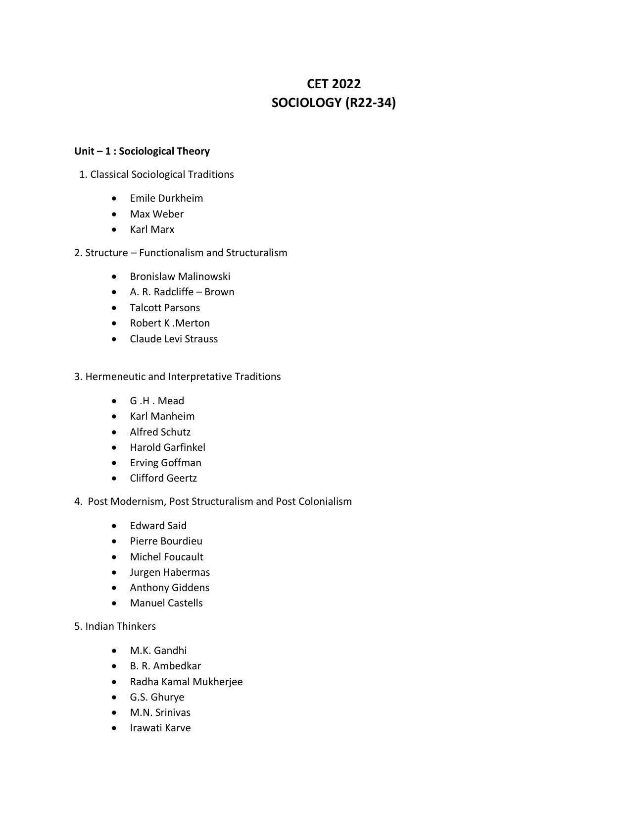 AP RCET Sociology Syllabus - Page 1