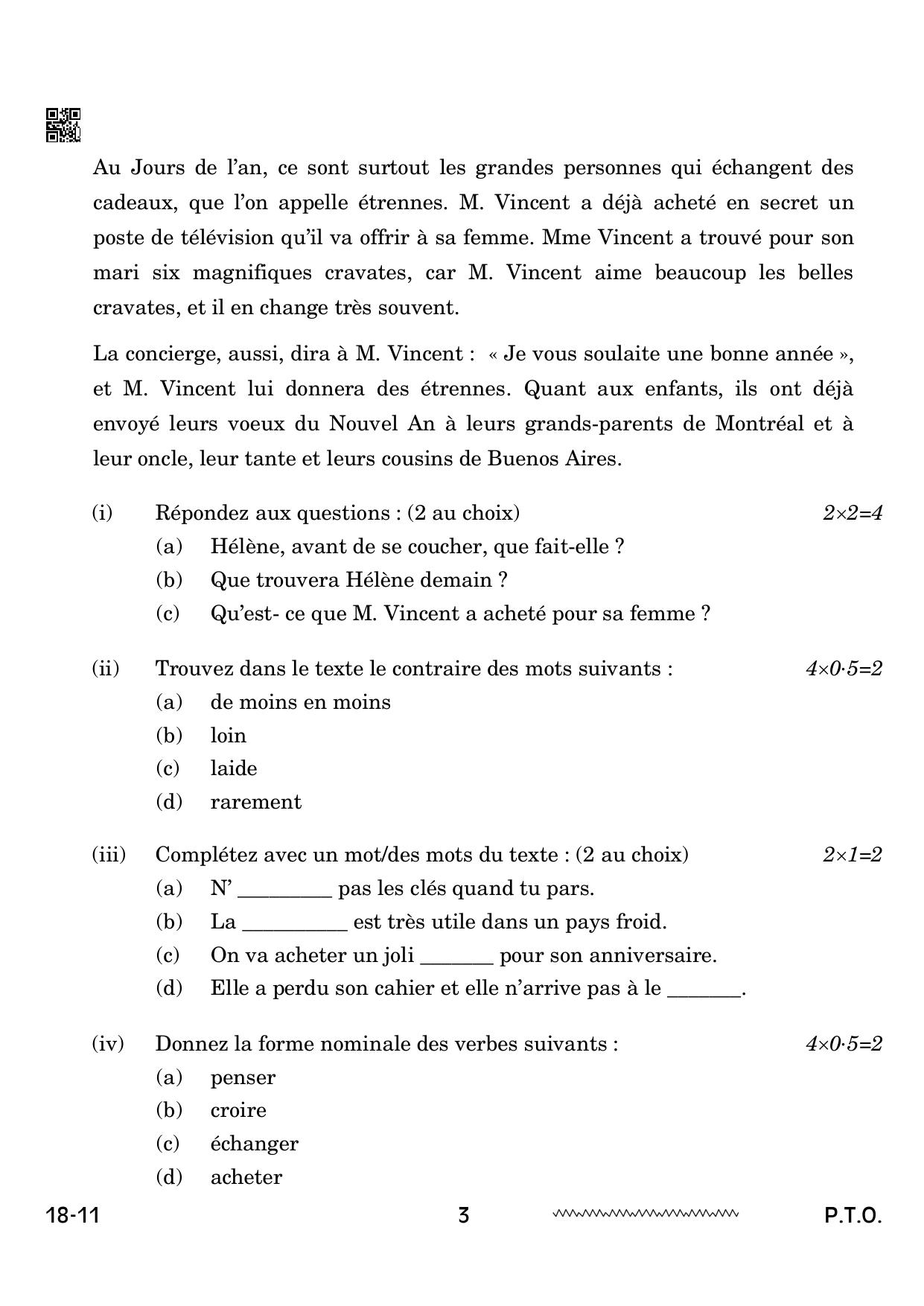 CBSE Class 12 French 2024 Question Paper - Page 3