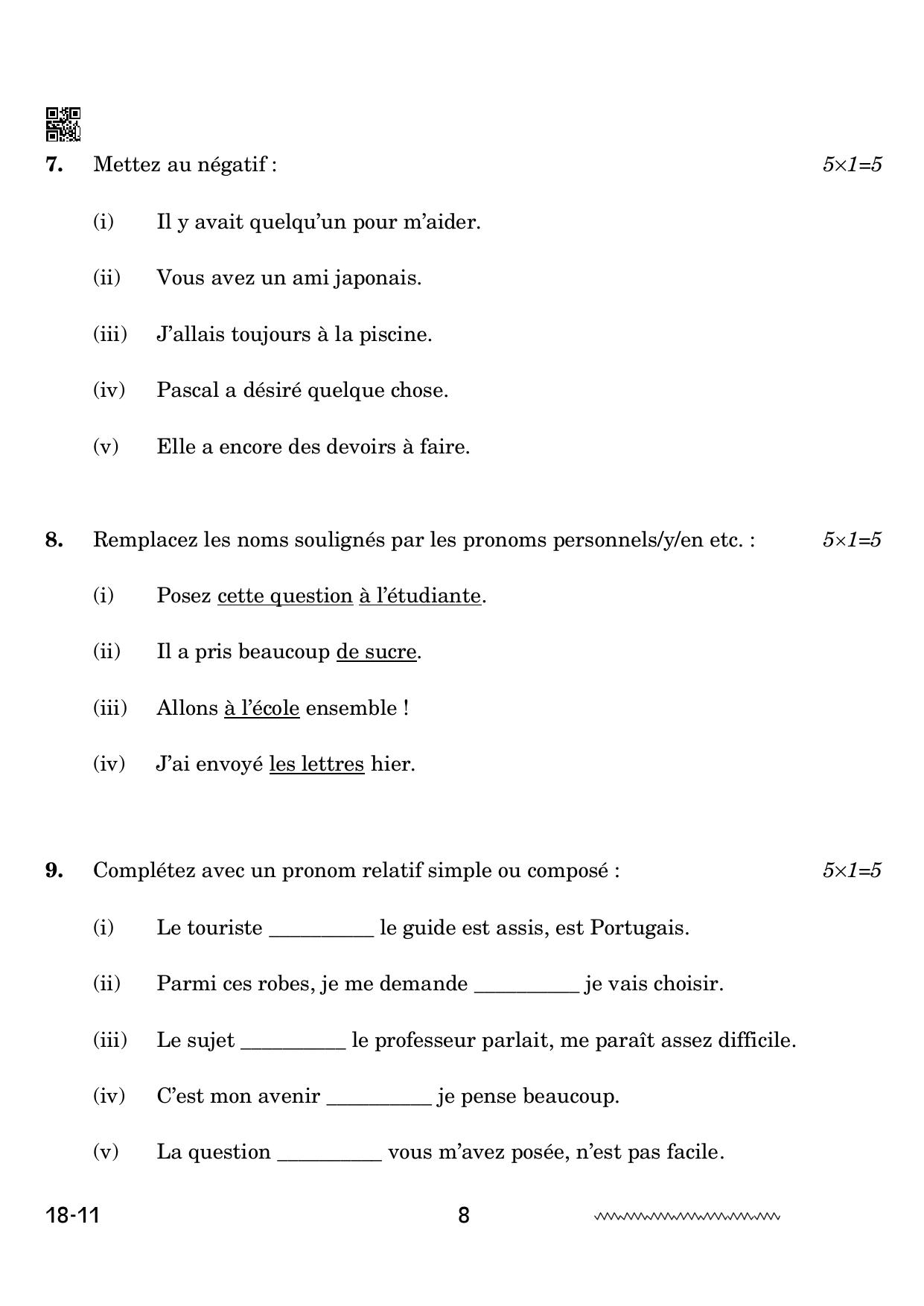 CBSE Class 12 French 2024 Question Paper - Page 8