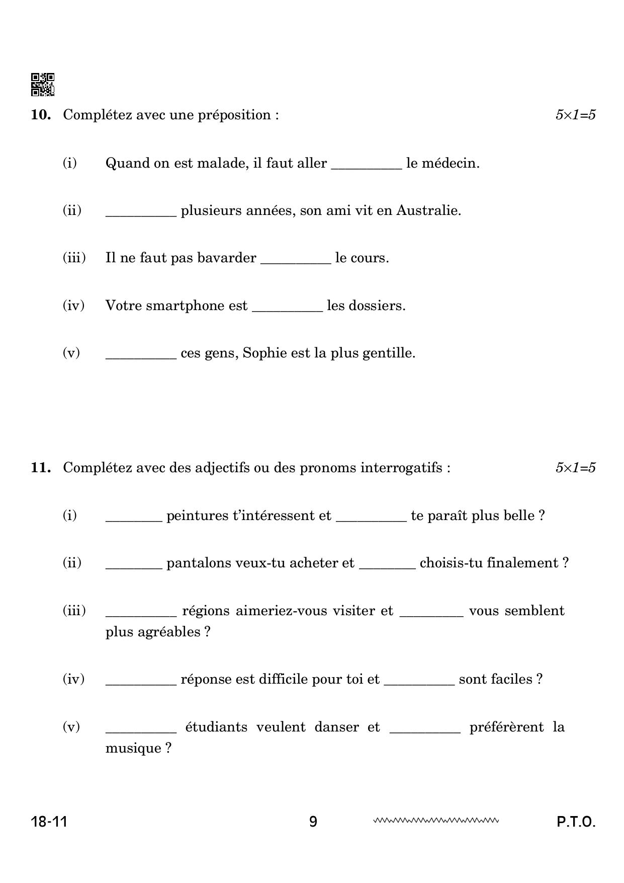 CBSE Class 12 French 2024 Question Paper - Page 9