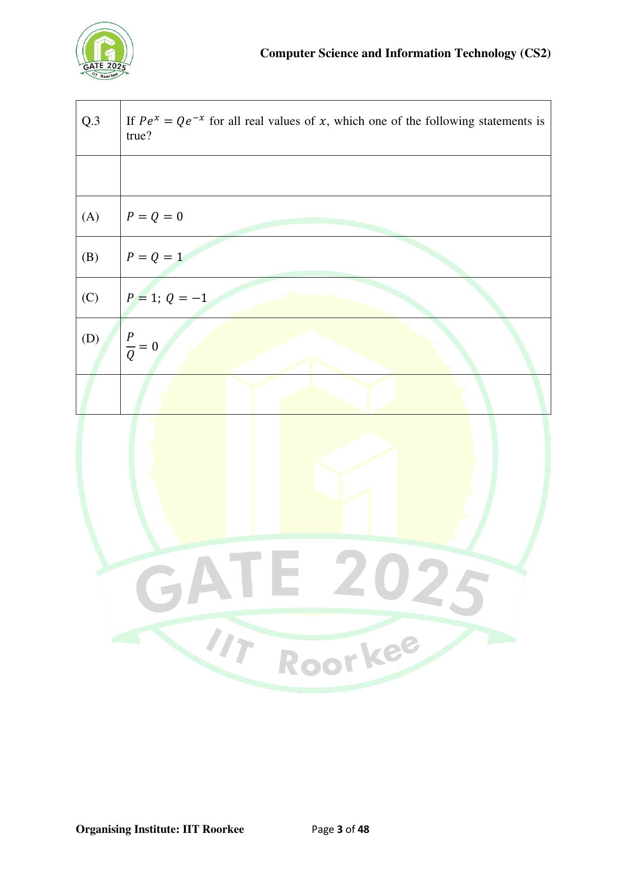 GATE 2025 Computer Science and Information Technology (CS-2) (Afternoon) Question Paper - Page 3