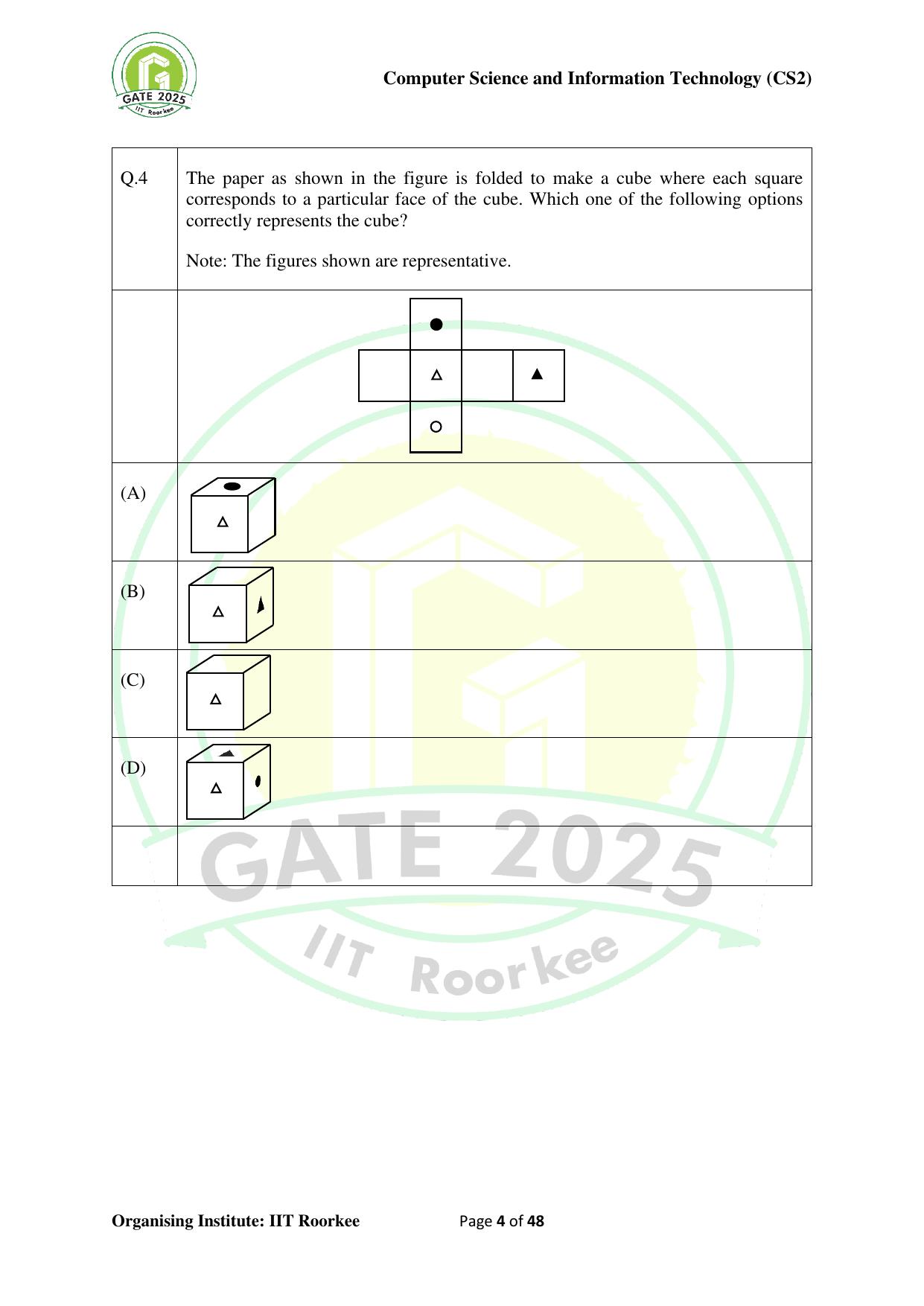 GATE 2025 Computer Science and Information Technology (CS-2) (Afternoon) Question Paper - Page 4