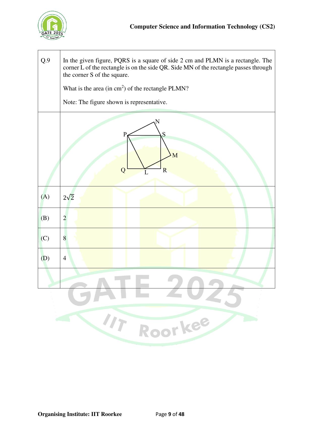 GATE 2025 Computer Science and Information Technology (CS-2) (Afternoon) Question Paper - Page 9