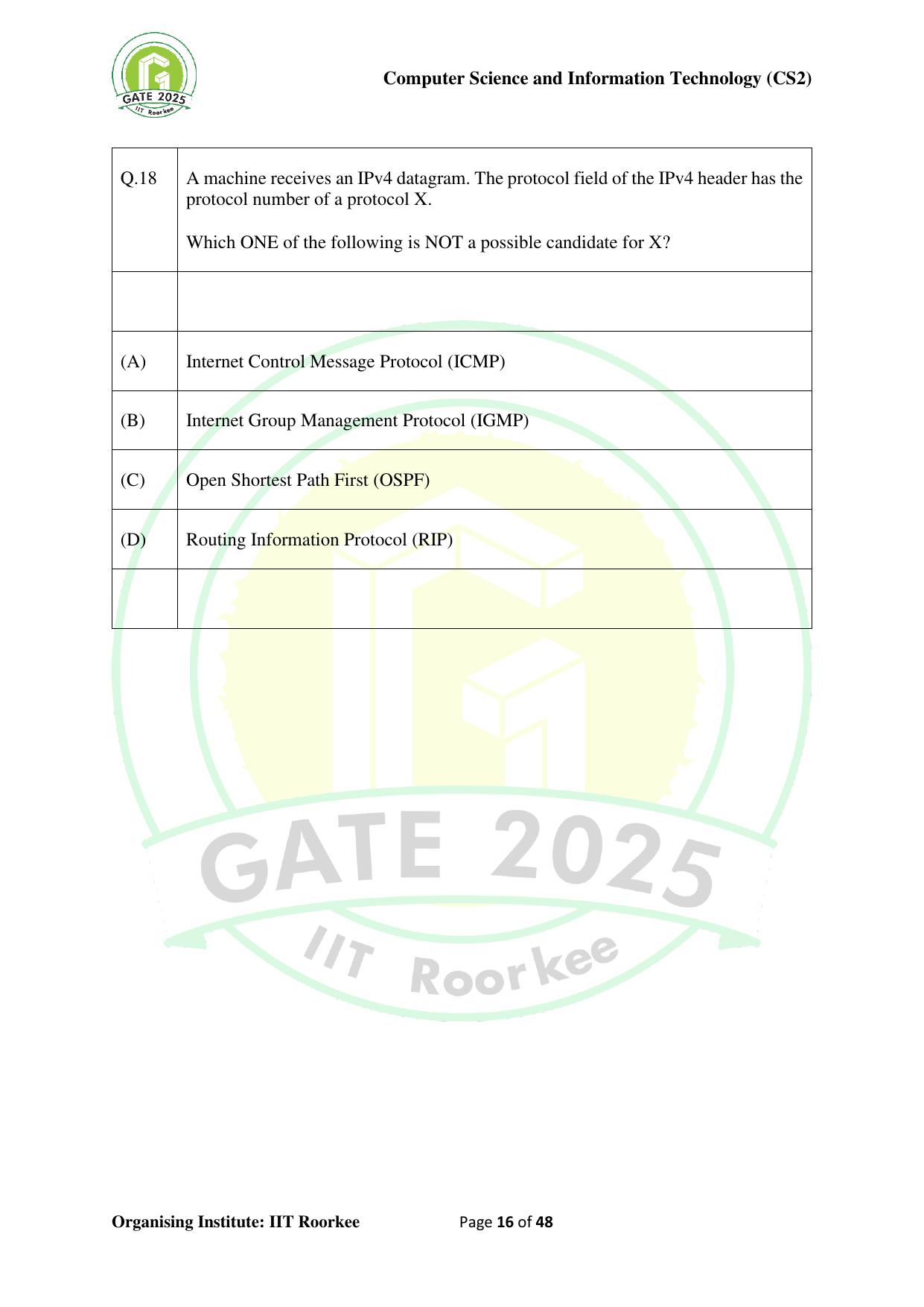 GATE 2025 Computer Science and Information Technology (CS-2) (Afternoon) Question Paper - Page 16